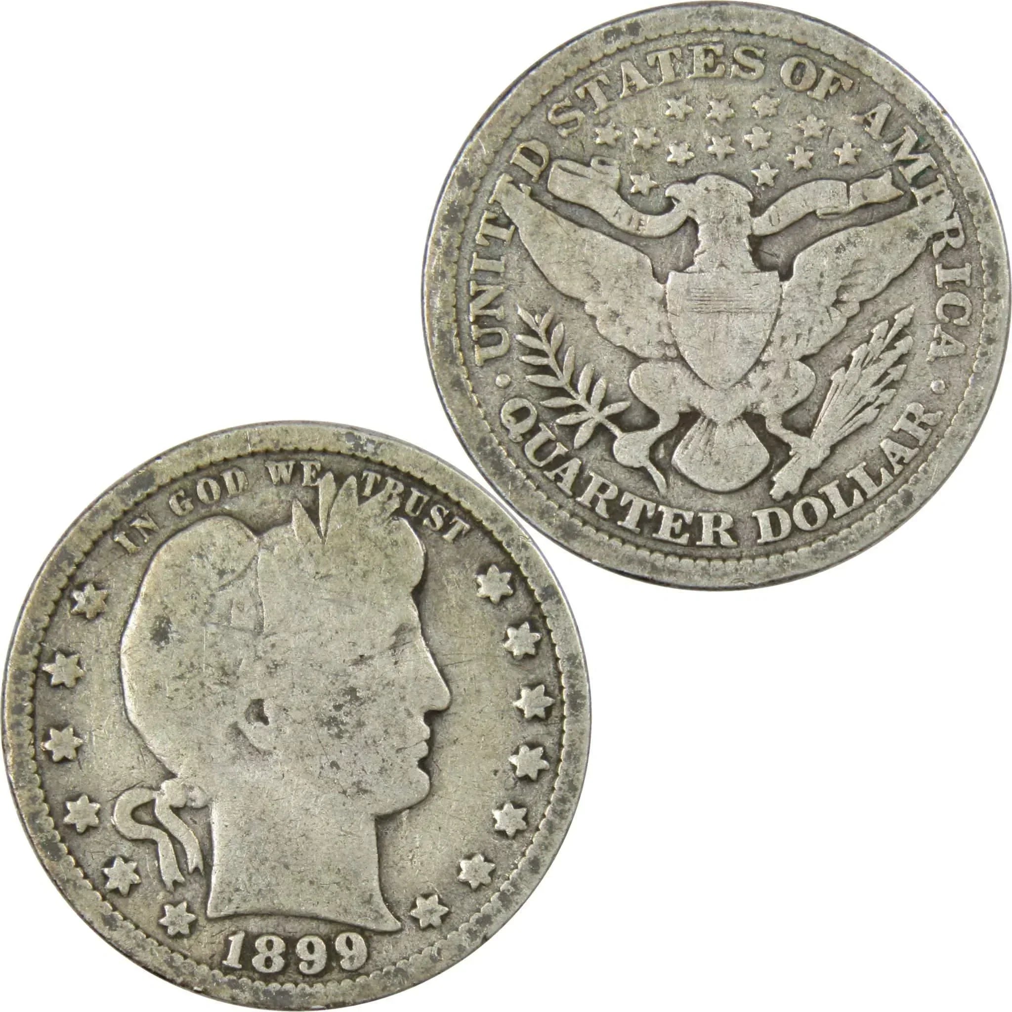 1899 Barber Quarter AG About Good 90% Silver 25c US Type Coin Collectible