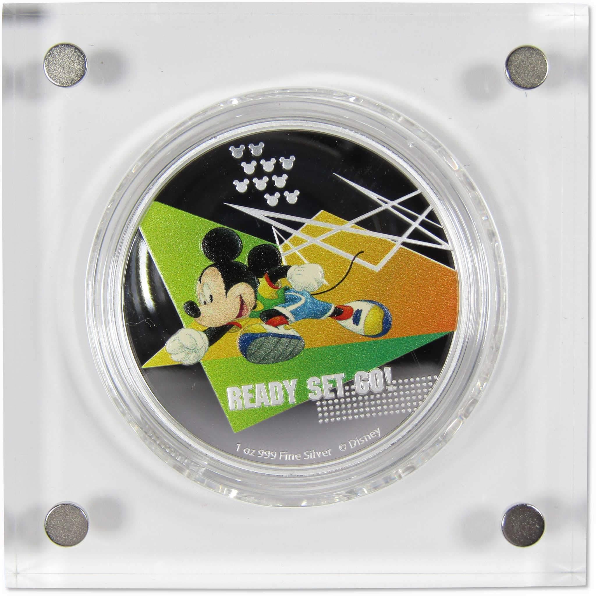 Disney Mickey Mouse Running Ready Set Go 1 oz .999 Silver $2 Proof 2020 Niue COA