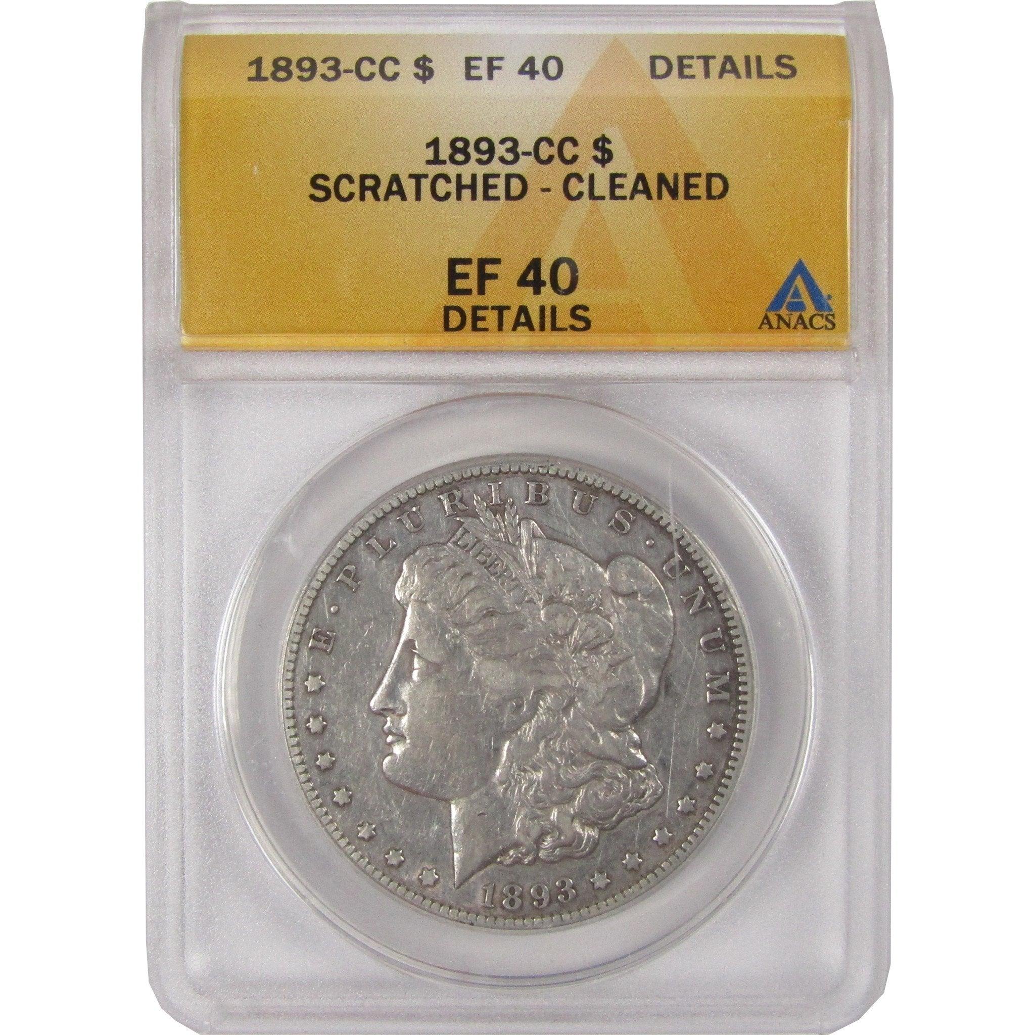 1893 CC Morgan Dollar EF 40 Details ANACS 90% Silver SKU:CPC1113