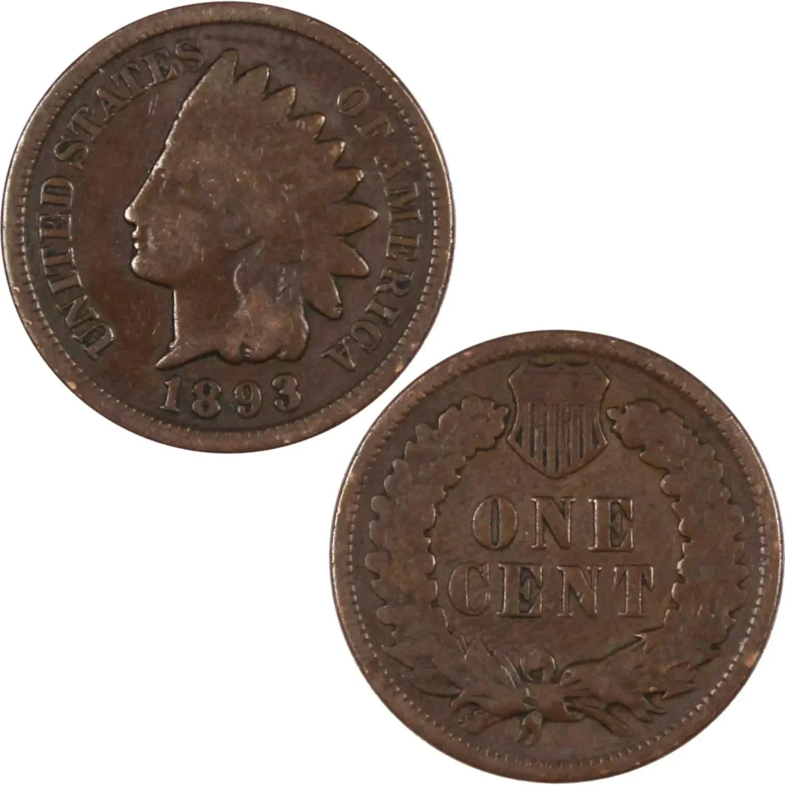 1893 Indian Head Cent G Good Bronze Penny 1c Coin Collectible