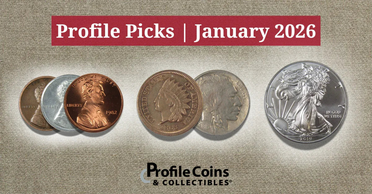 Collectible US coins selection including Lincoln cents, Indian Head cent, Buffalo nickel, and Silver Eagle, January 2026