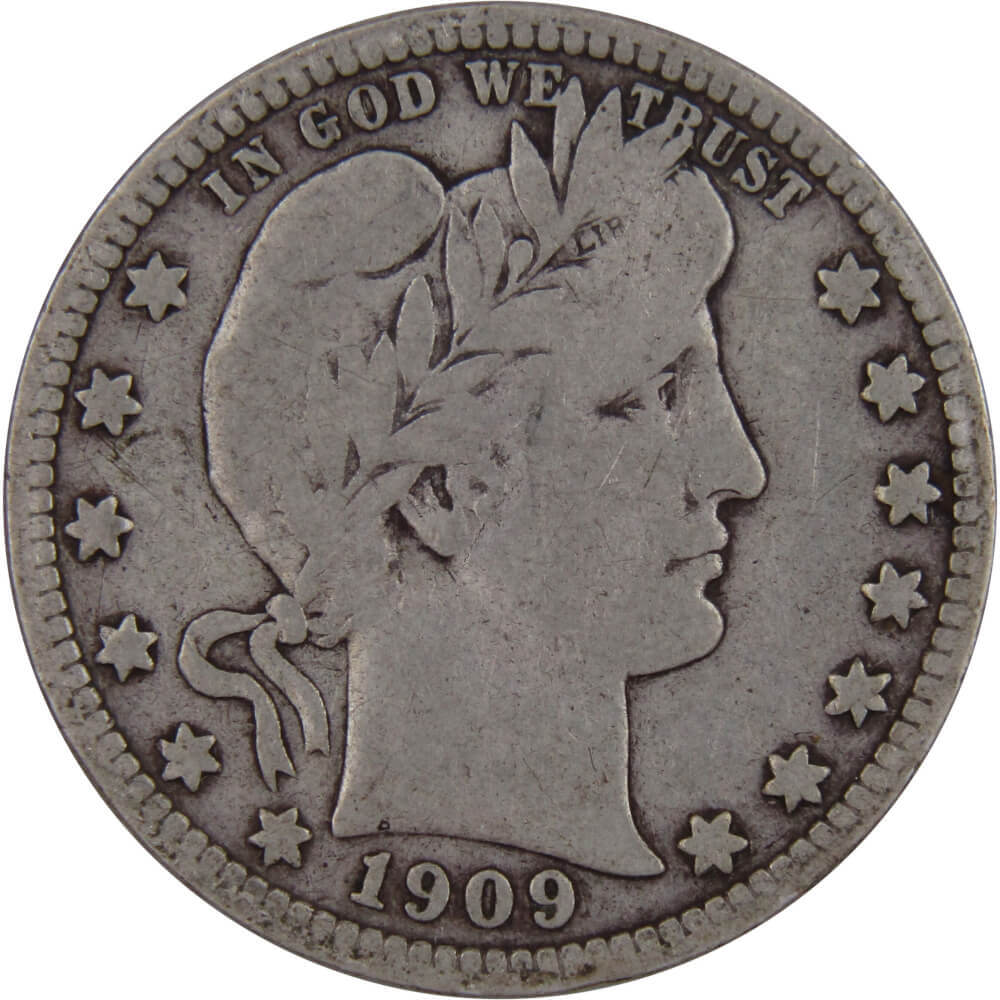 1909 D Barber Quarter VG Very Good Silver 25c Coin