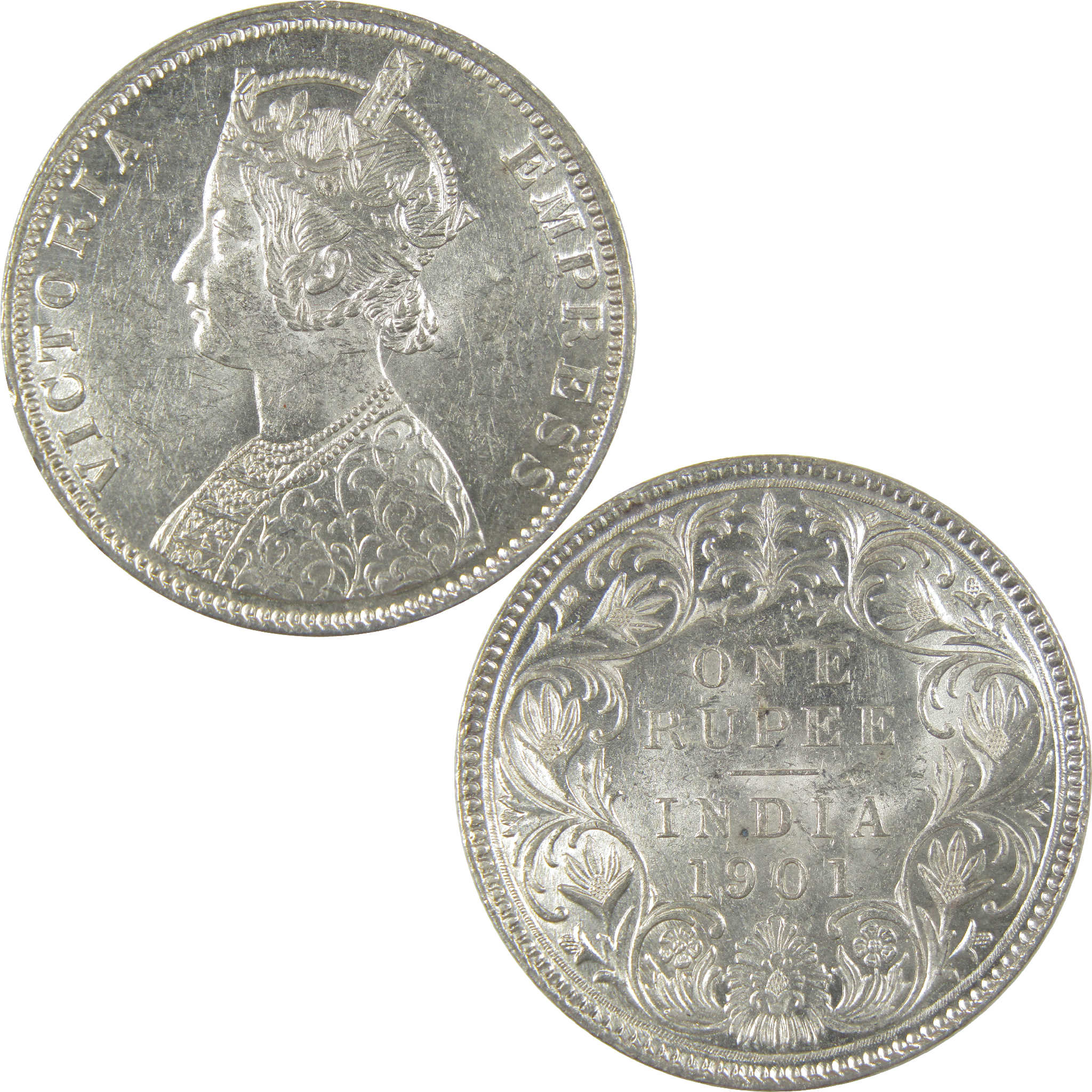 1877-1901 Victoria Rupee XF EF Extremely Fine Silver Coin