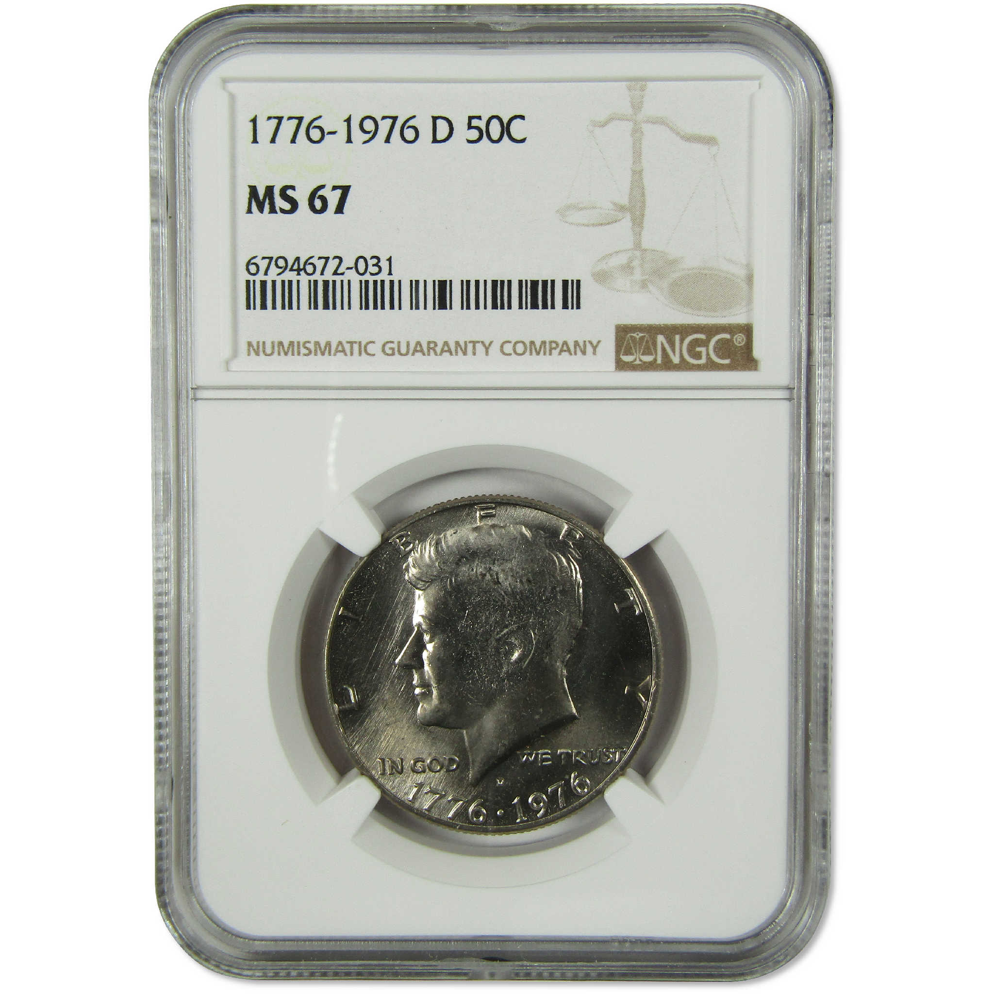 1976 D Kennedy Bicentennial Clad Half Dollar MS 67 NGC SKU:I9813
