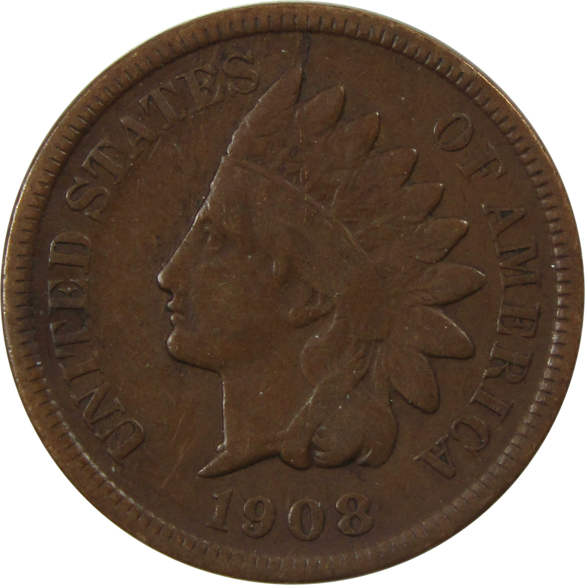 1908 S Indian Head Cent VG Very Good Details Penny 1c Coin SKU:I13658