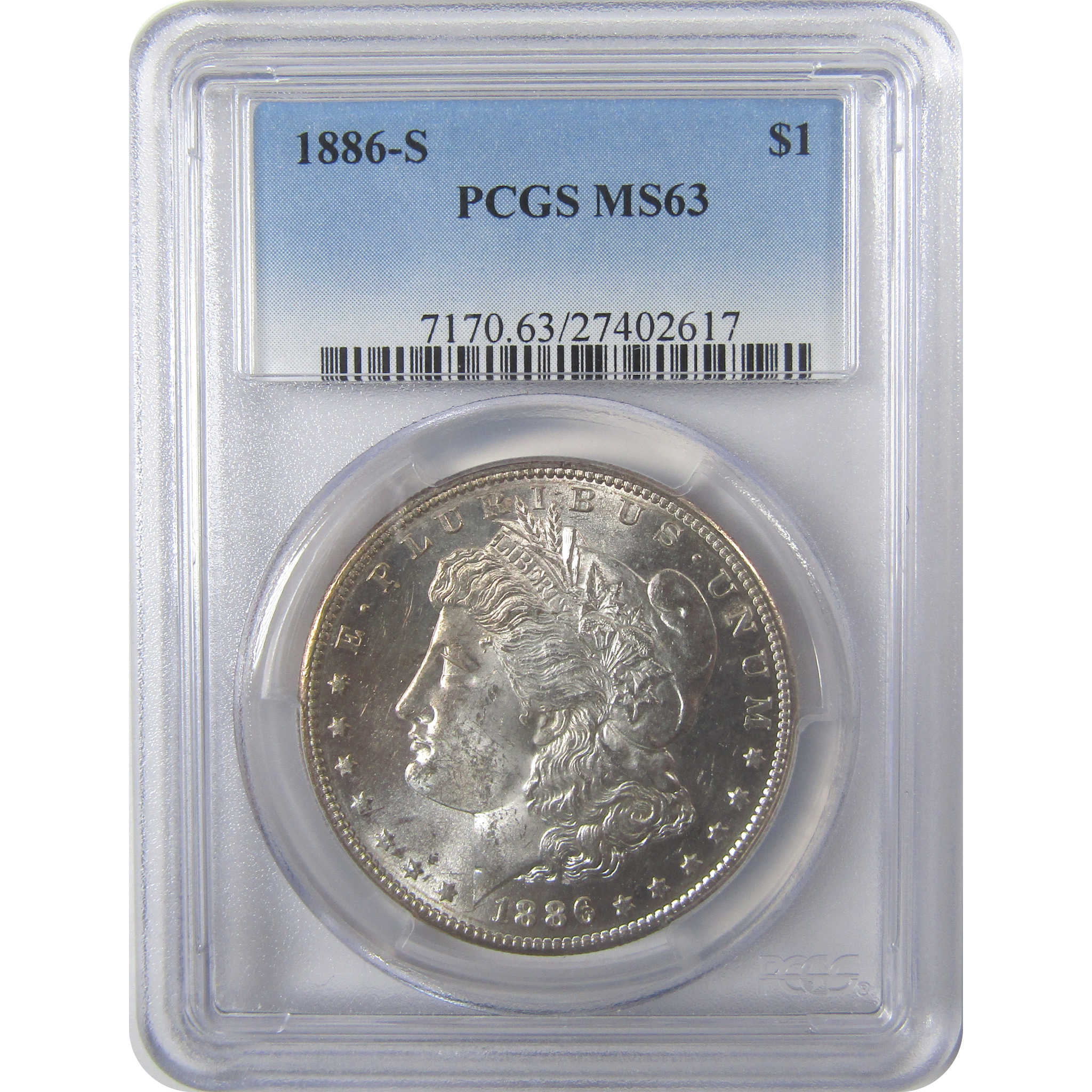 1886 S Morgan Silver Dollar MS 63 PCGS Uncirculated $1 Coin SKU:I24099
