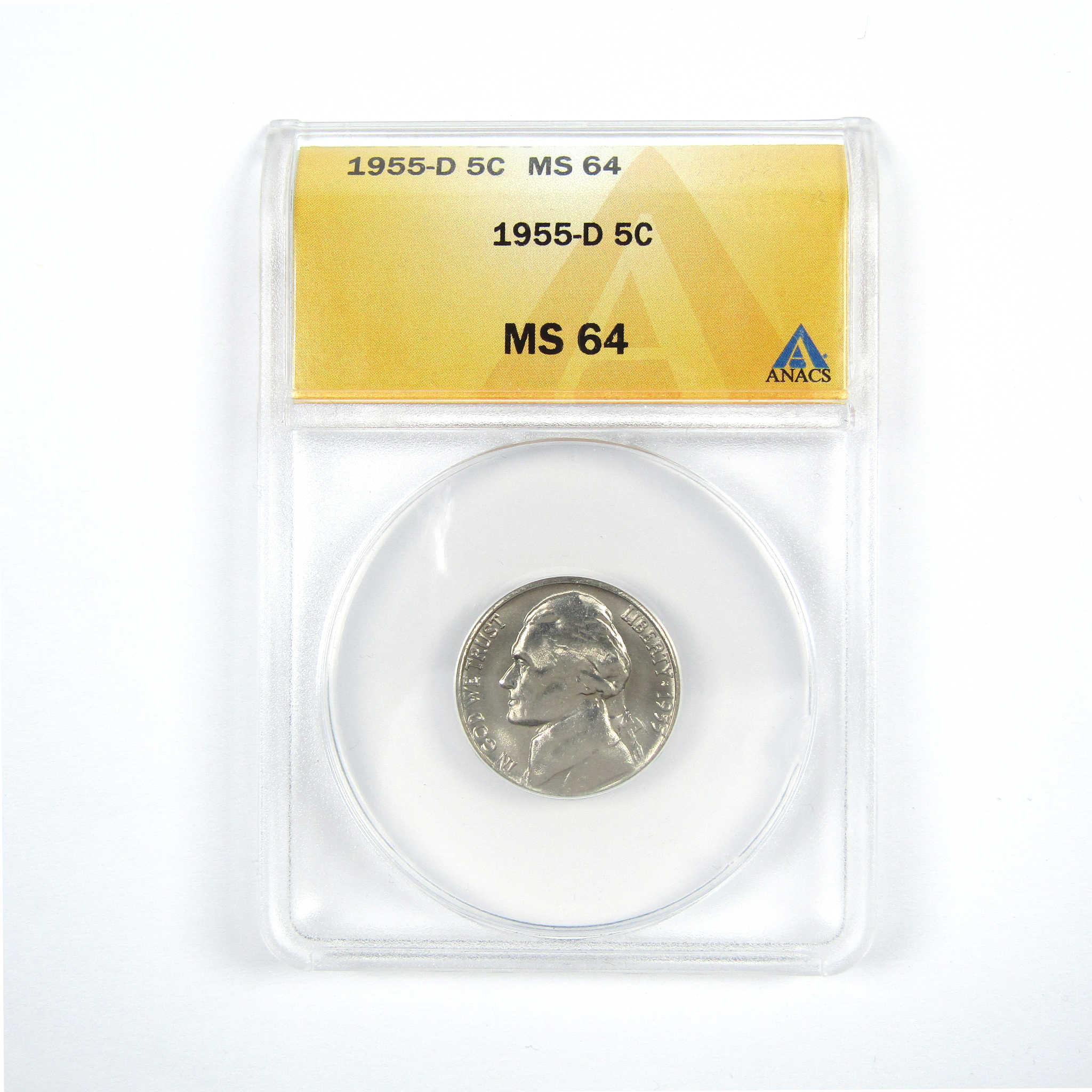 1955 D Jefferson Nickel MS 64 ANACS 5c Uncirculated Coin SKU:CPC5243