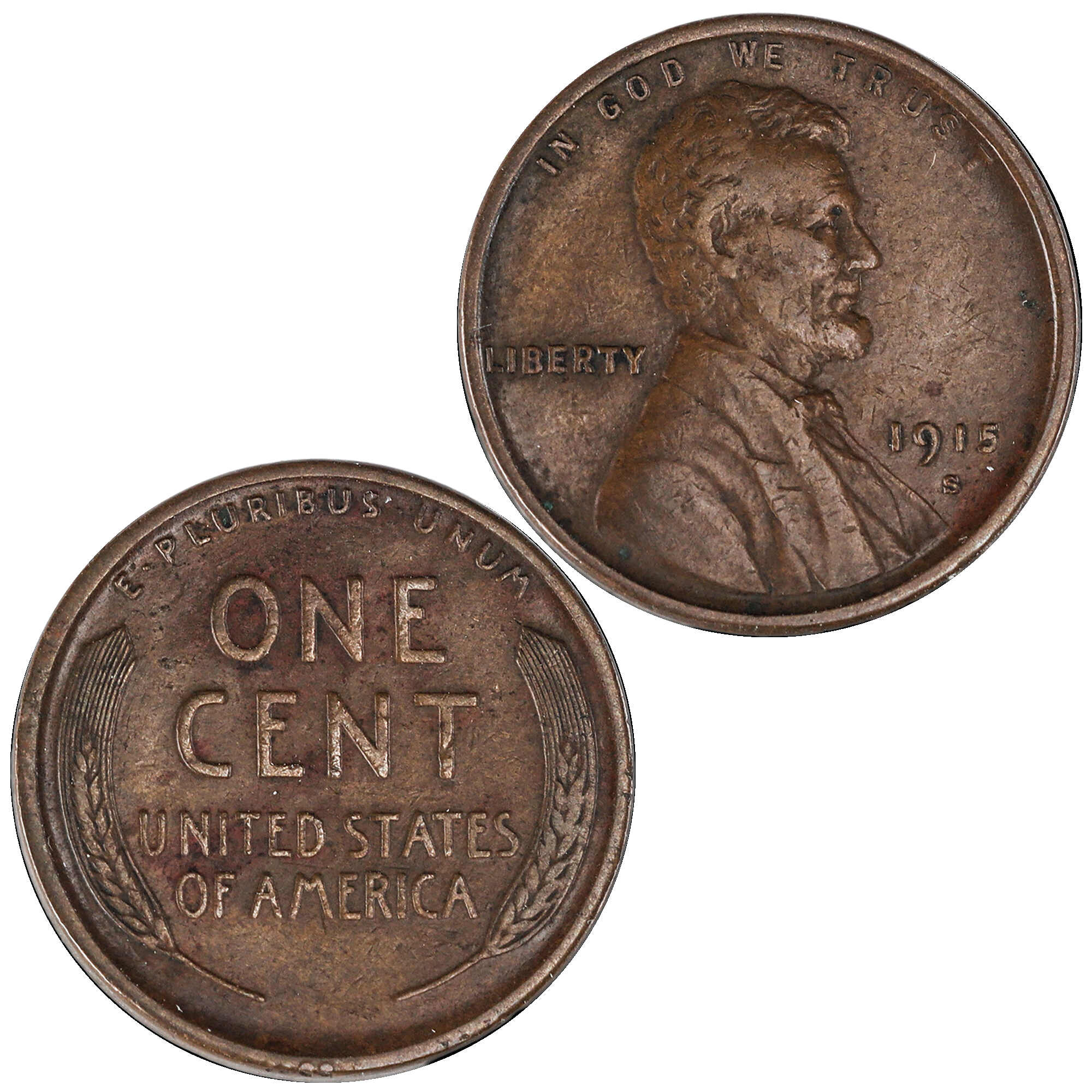 1915 S Lincoln Wheat Cent VF Very Fine Penny 1c Coin SKU:I12379