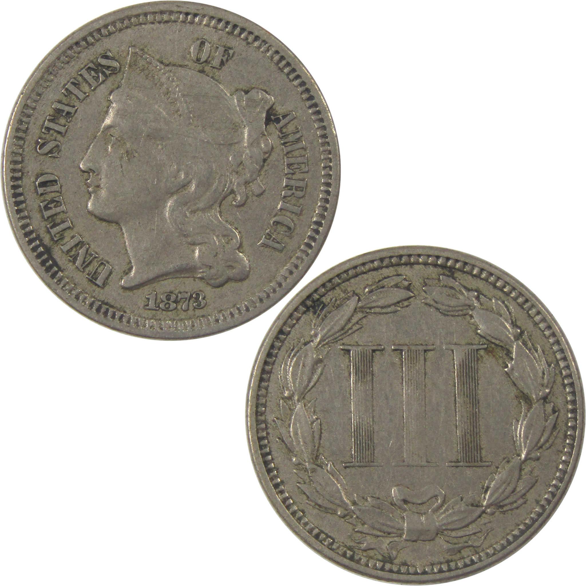 1873 Open 3 Nickel Three Cent Piece XF EF Extremely Fine SKU:I23935