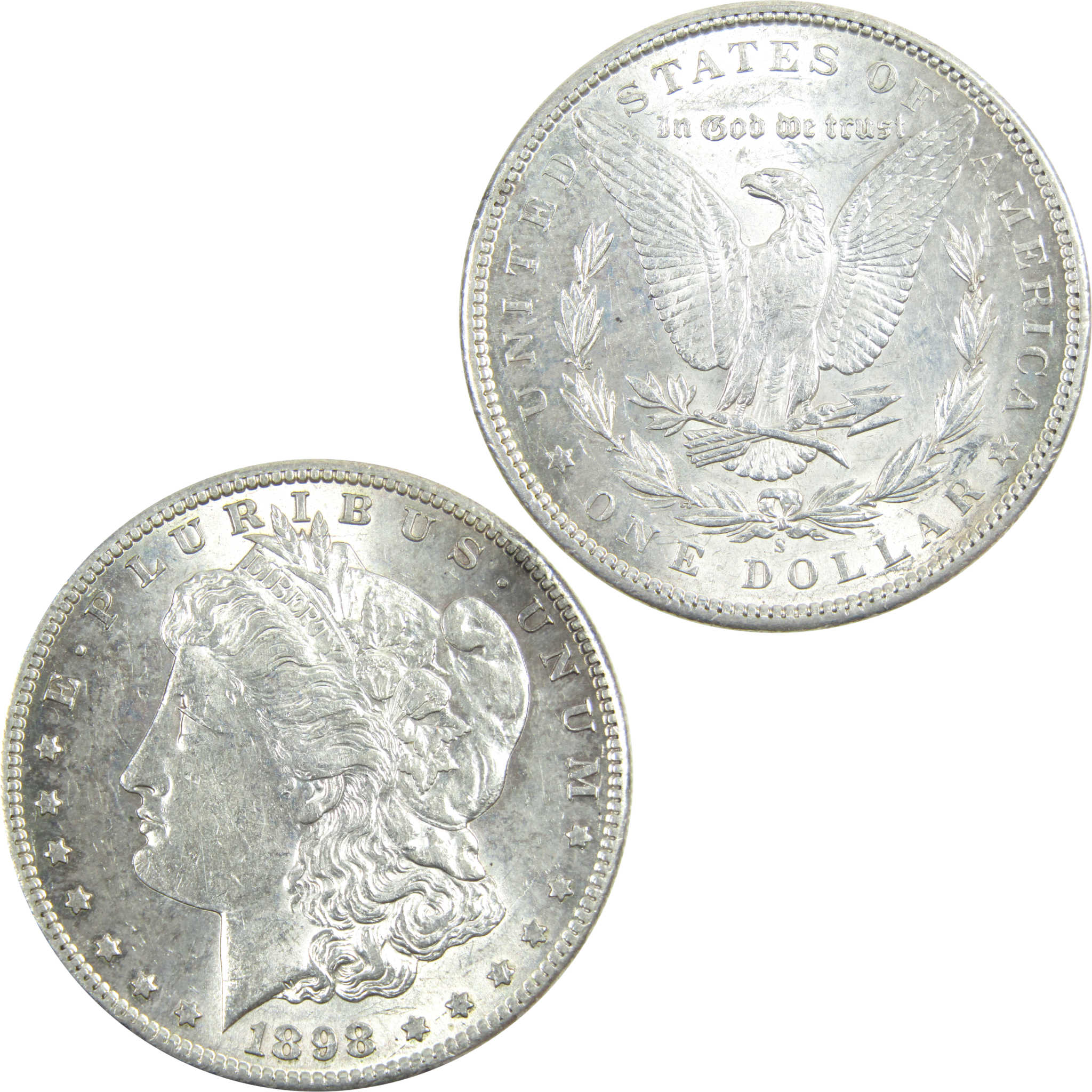 1898 S Morgan Dollar Borderline Uncirculated Silver $1 Coin SKU:I14328 - Morgan coin - Morgan silver dollar - Morgan silver dollar for sale - Profile Coins &amp; Collectibles