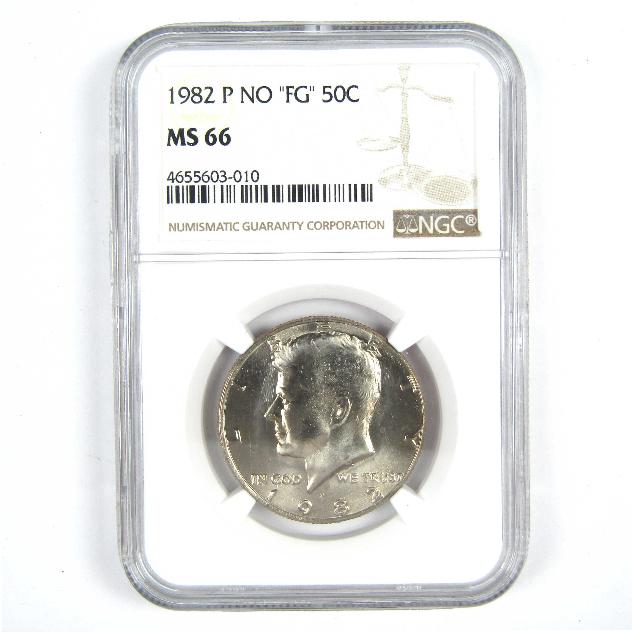 1982 P Kennedy Half Dollar MS 66 NGC Clad 50c NO FG SKU:CPC8619