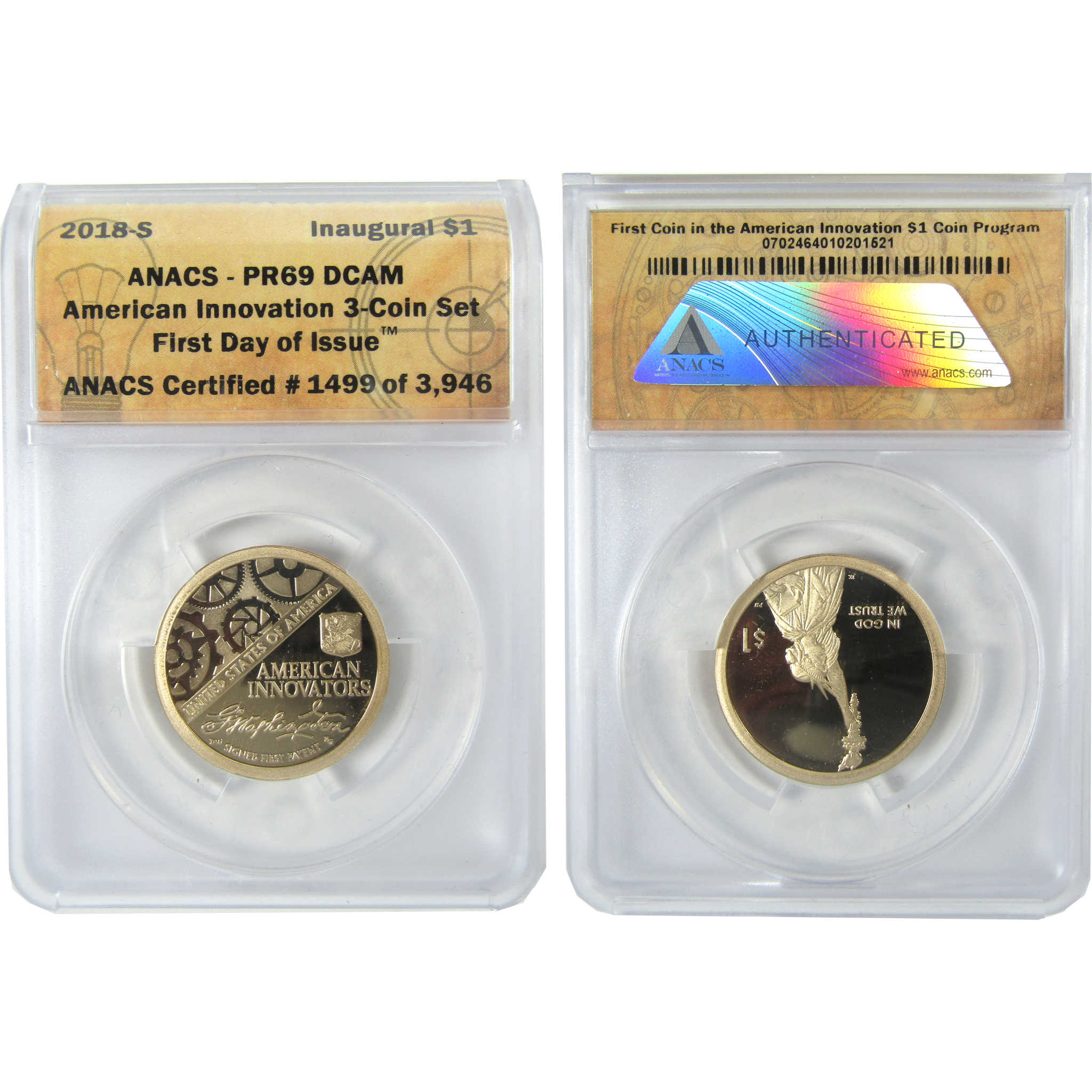 2018 PDS American Innovation Dollar 3 Coin Set ANACS SKU:CPC9373