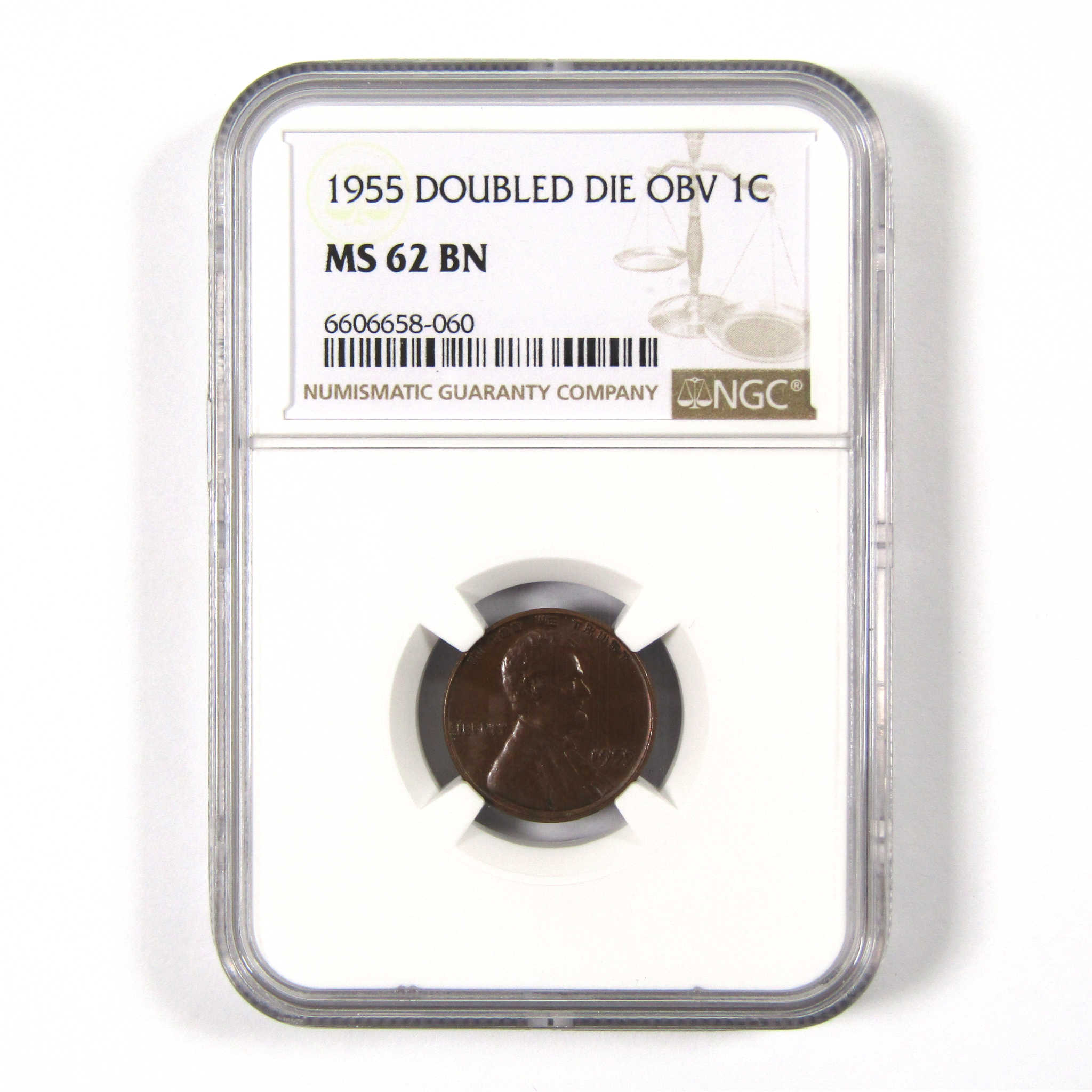 1955 DDO Double Die Obverse Lincoln Wheat Cent MS 62 BN NGC SKU:I8430