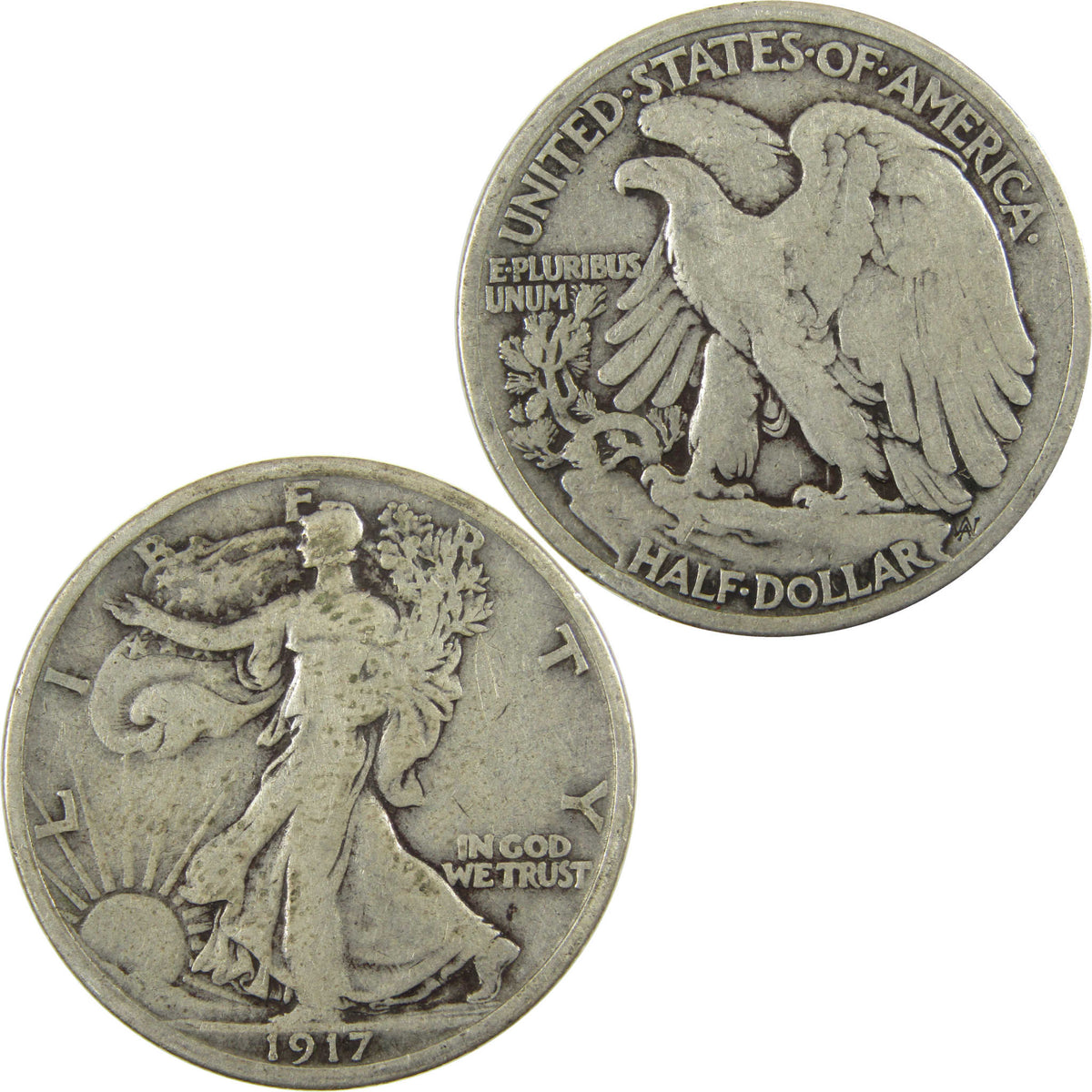 1917 Liberty Walking Silver 50c VG Very Good Details SKU:I29026