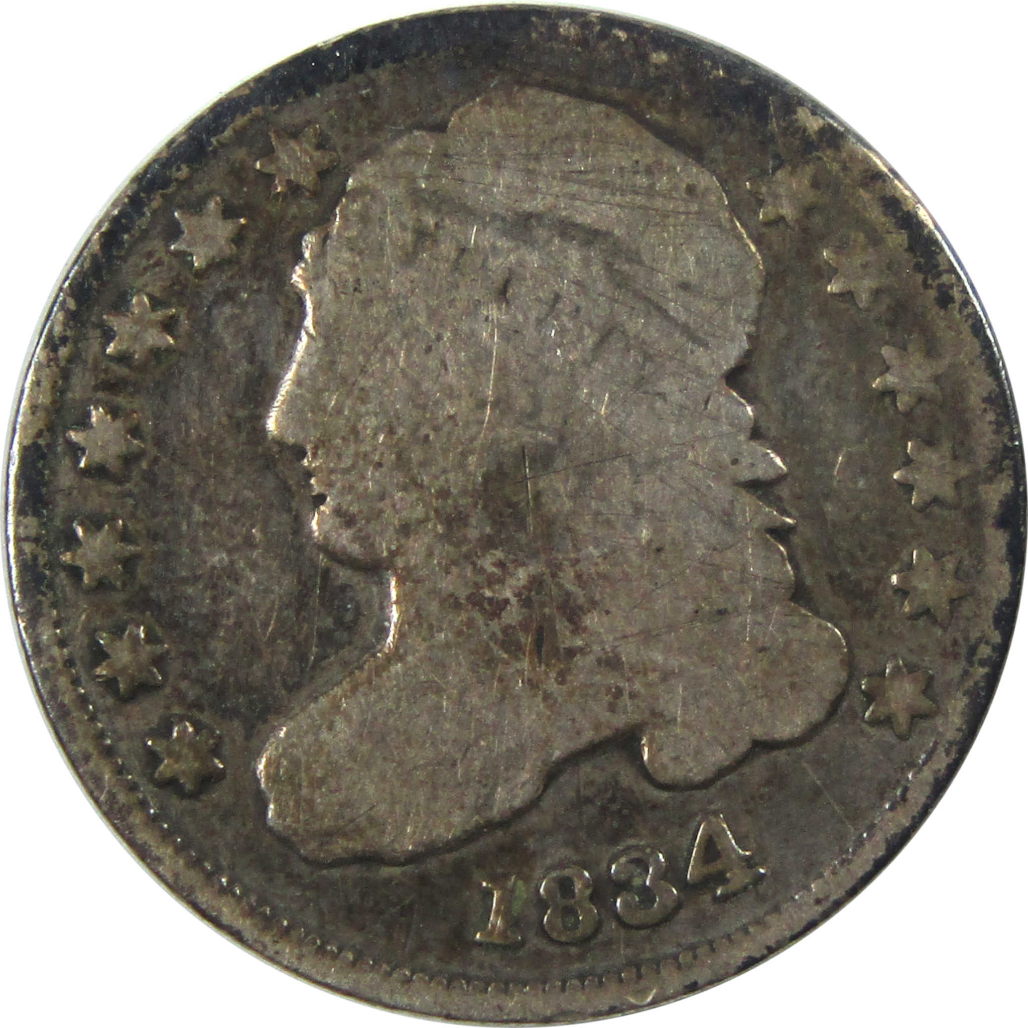 1834 Large 4 Capped Bust Dime G Good Silver 10c Coin SKU:I13972