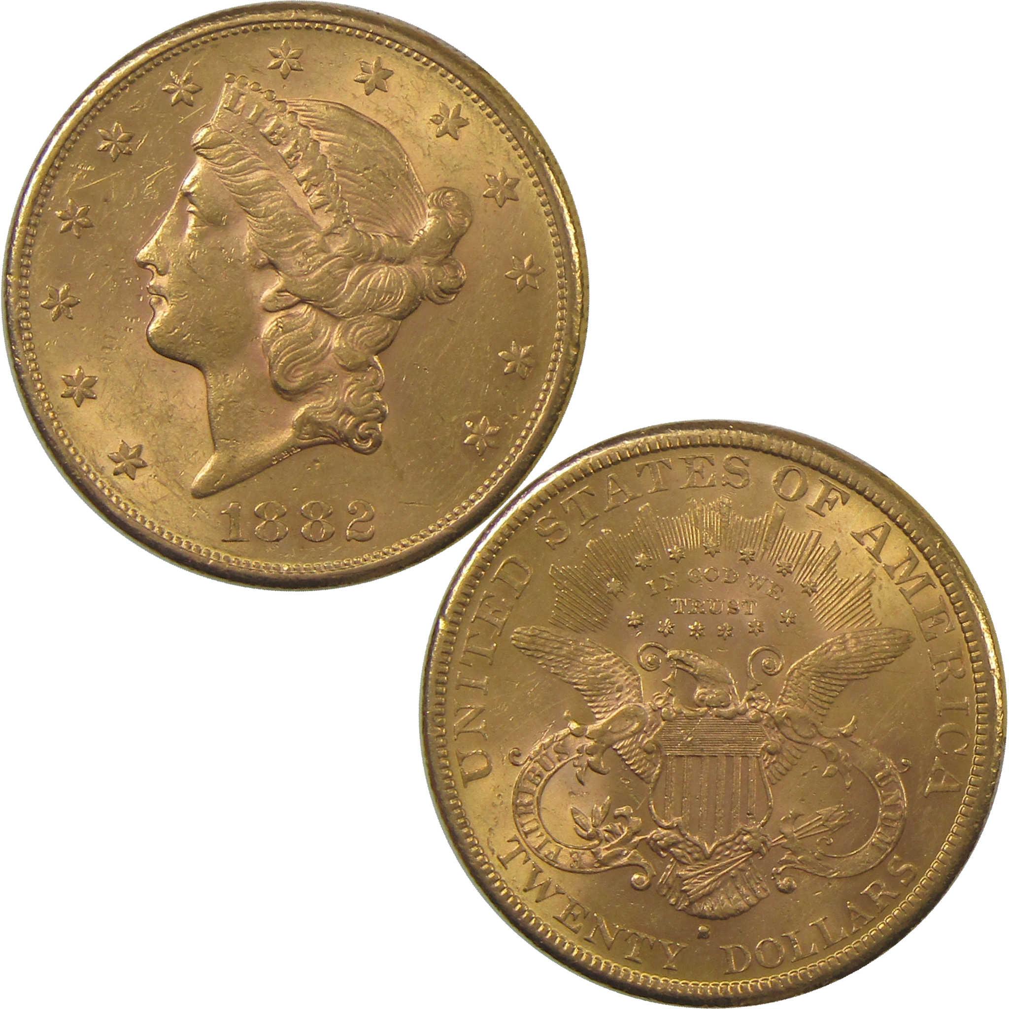 1882 S Liberty Head Gold Double Eagle AU About Uncirculated $20 Coin