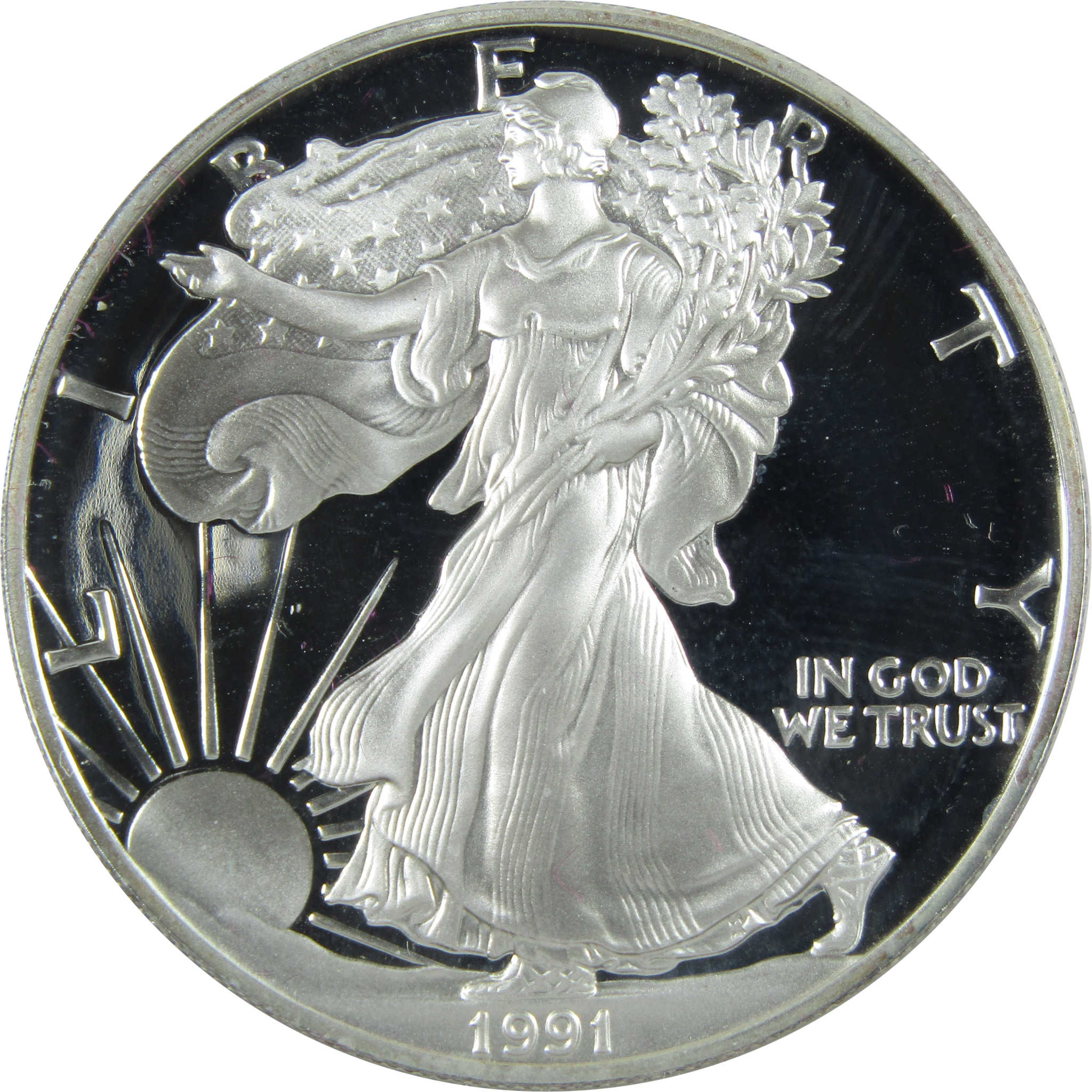 1991 S American Eagle Dollar 1 oz .999 Silver Proof OGP SKU:CPC7879