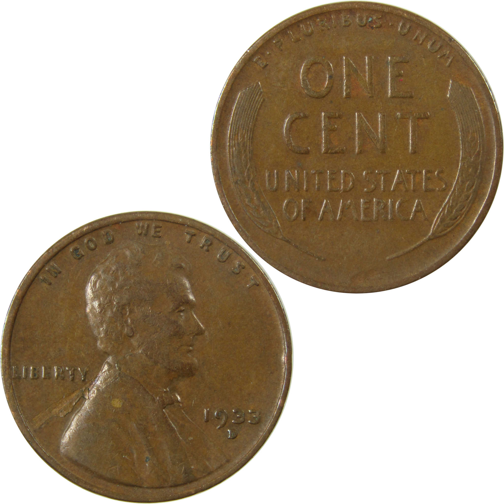 1933 D Lincoln Wheat Cent VF Very Fine Penny 1c Coin SKU:I26696