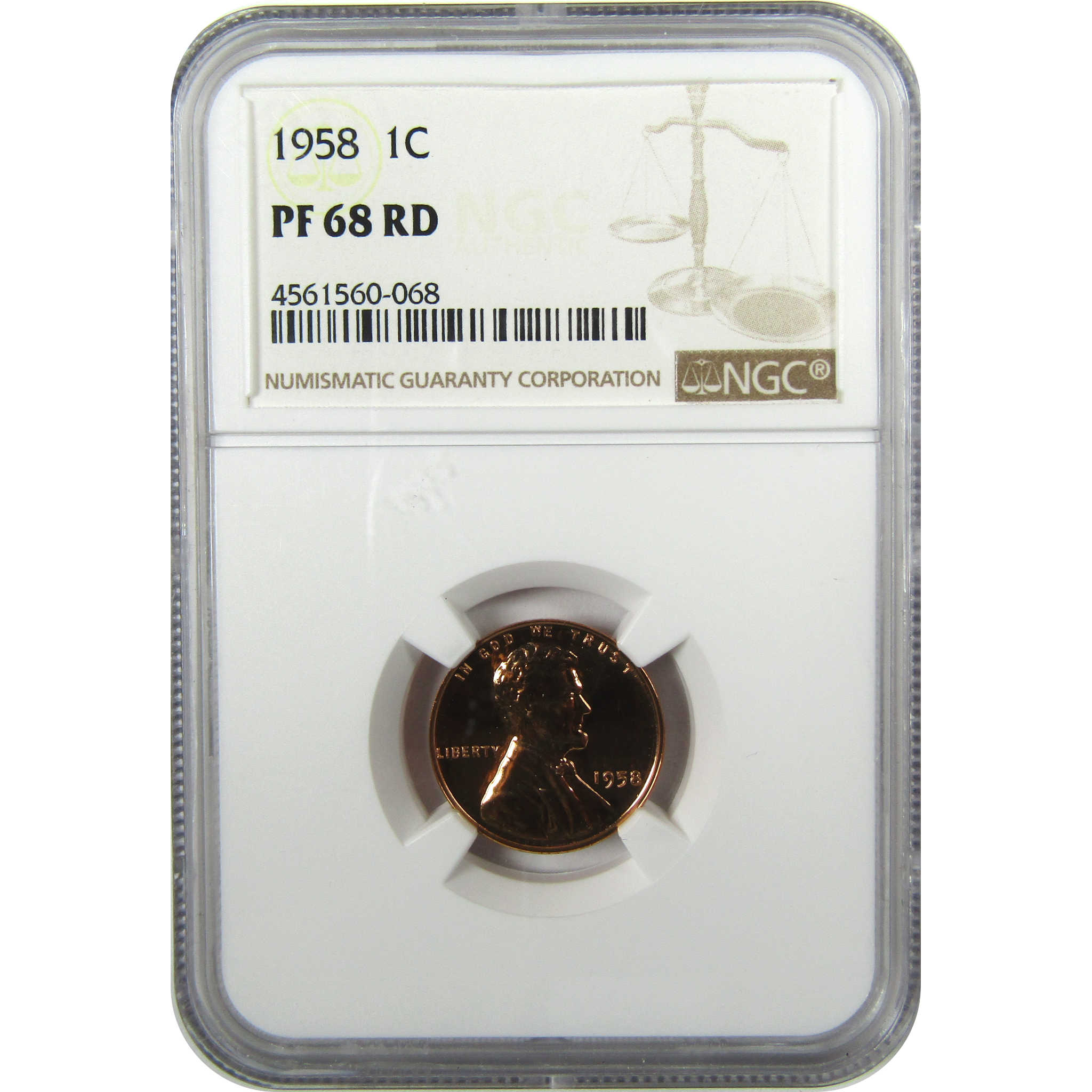 1958 Lincoln Wheat Cent PF 68 RD NGC Penny Proof 1c Coin SKU:I27102