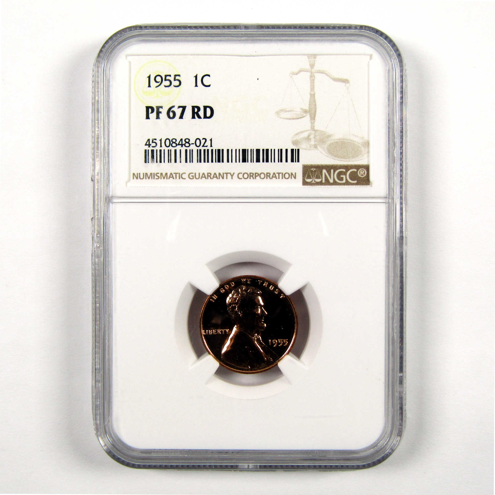 1955 Lincoln Wheat Cent PF 67 RD NGC Penny 1c Proof Coin SKU:CPC6055