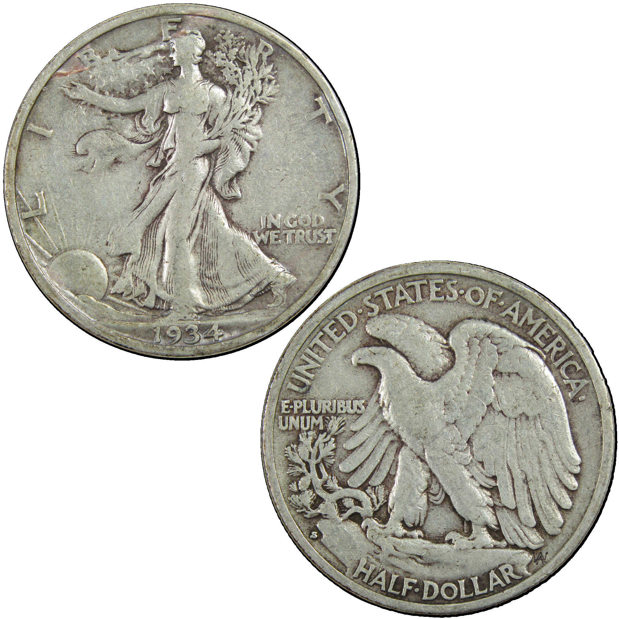 1934 S Liberty Walking Half Dollar VF Very Fine Silver 50c SKU:I12900