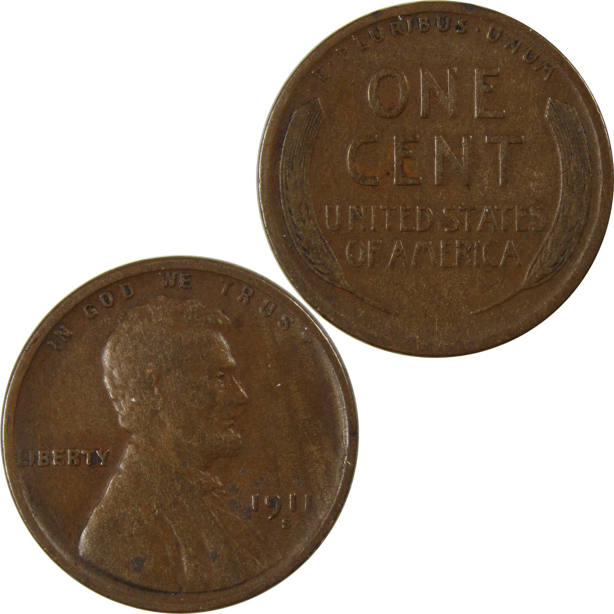 1911 S Lincoln Wheat Cent F Fine Penny 1c Coin Collectible SKU:I23479