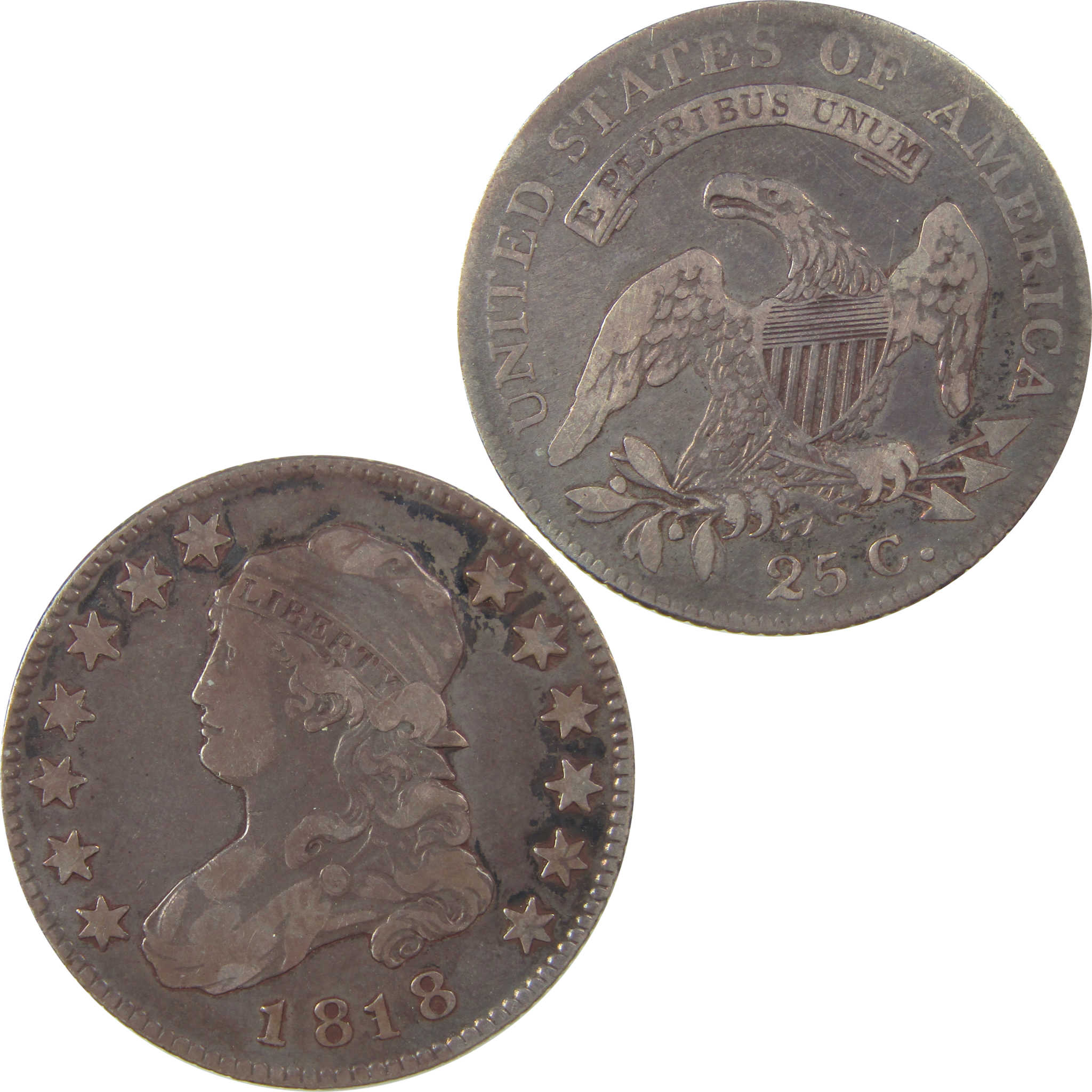 1818 Capped Bust Quarter VF Very Fine Silver 25c Coin SKU:I21650