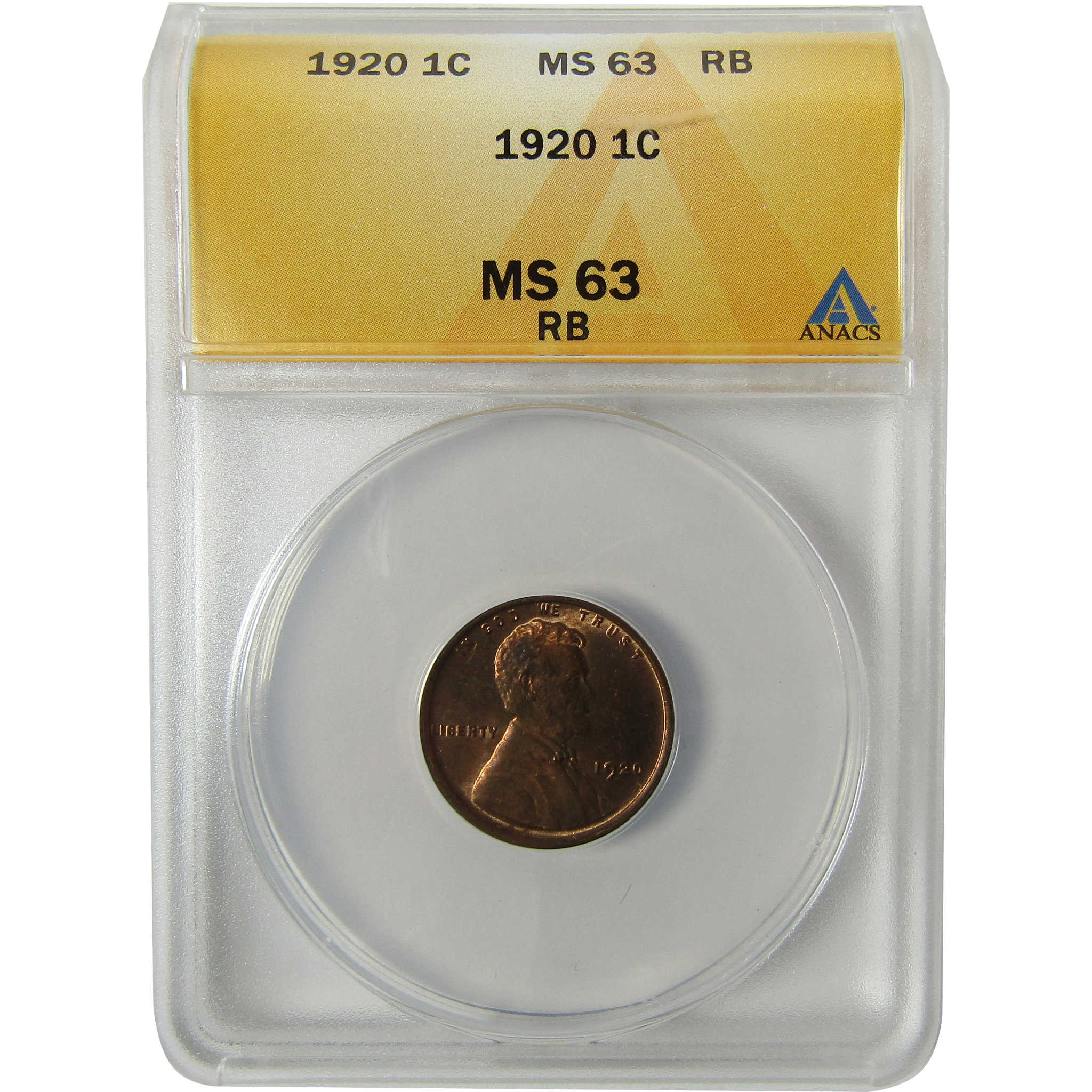1920 Lincoln Wheat Cent MS 63 RB ANACS Uncirculated Penny SKU:I28455