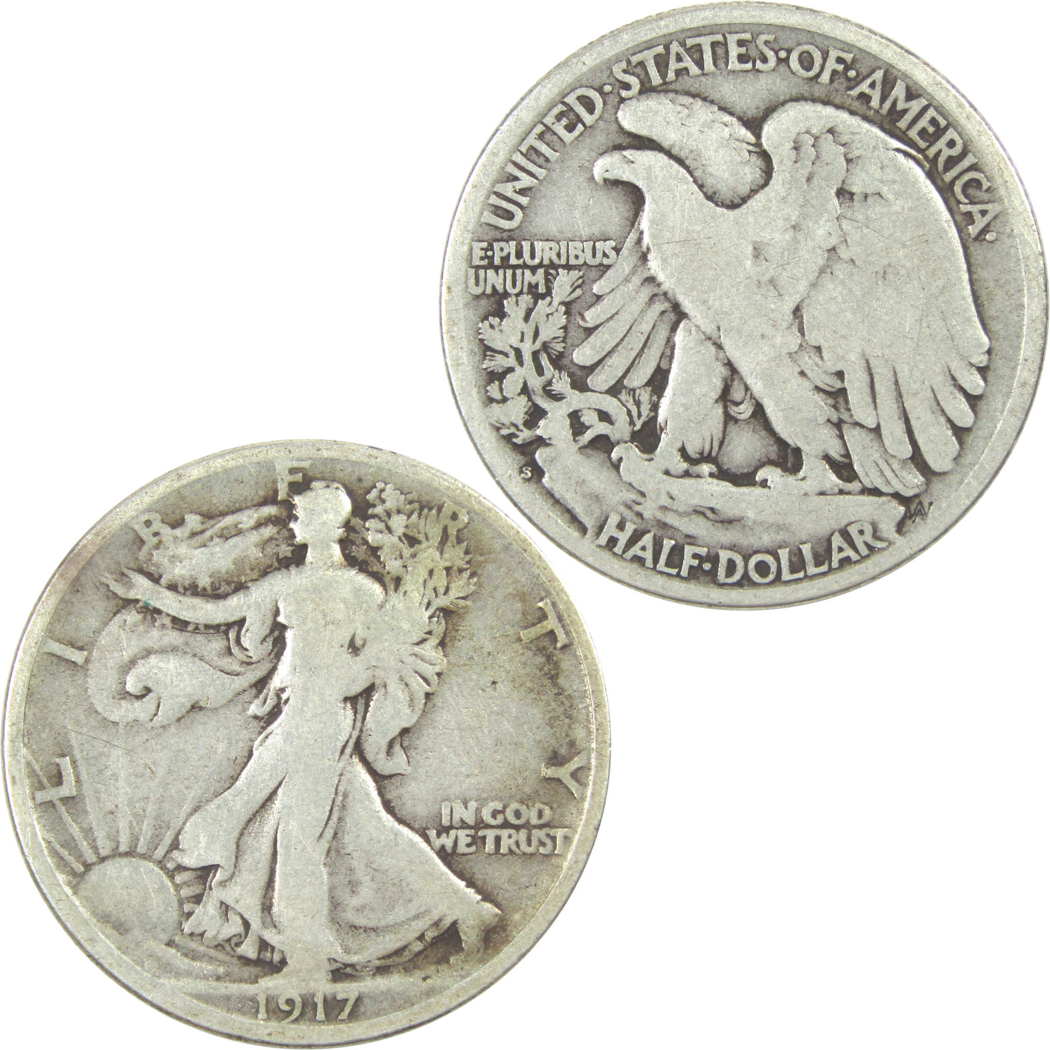 1917 S Reverse Liberty Walking Half Dollar G Good Silver SKU:I15565