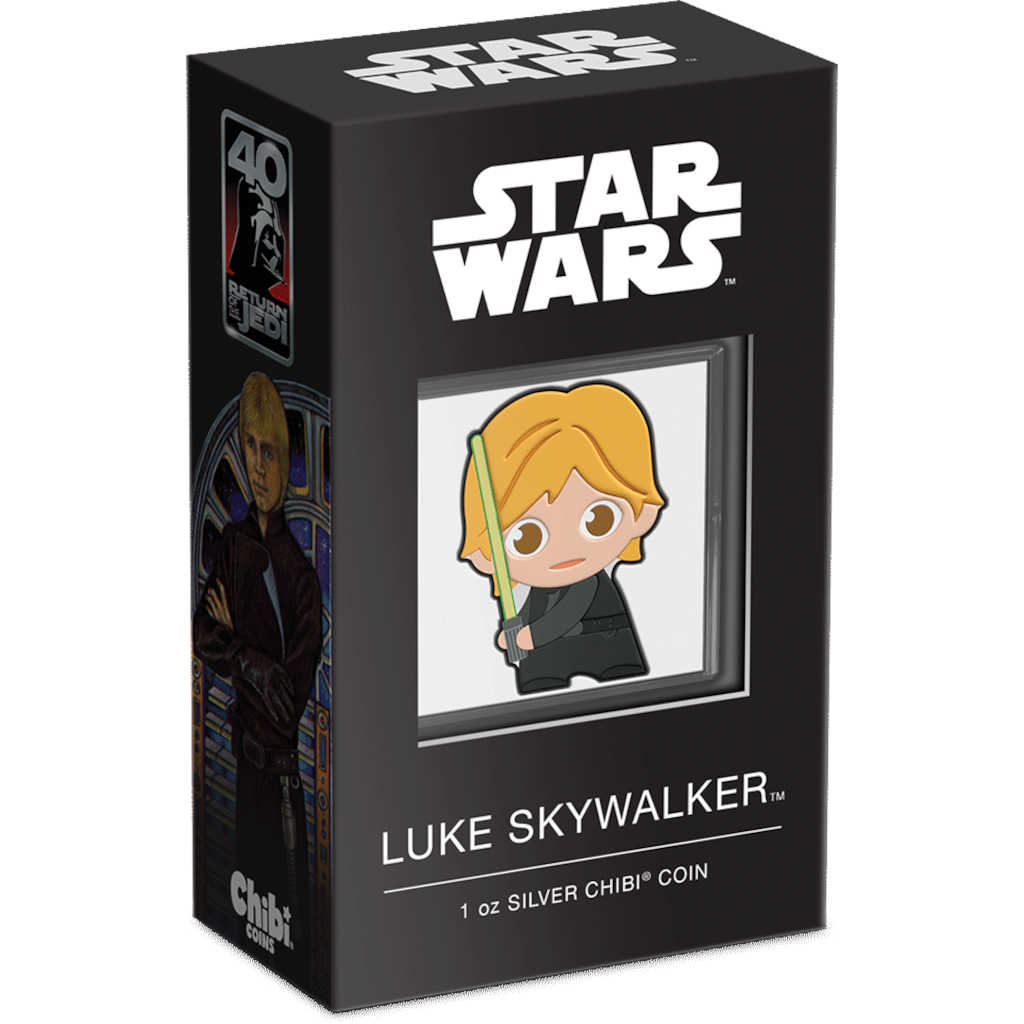 Star Wars Luke Skywalker Chibi 1 oz .999 Silver $2 COA SKU:OPC156