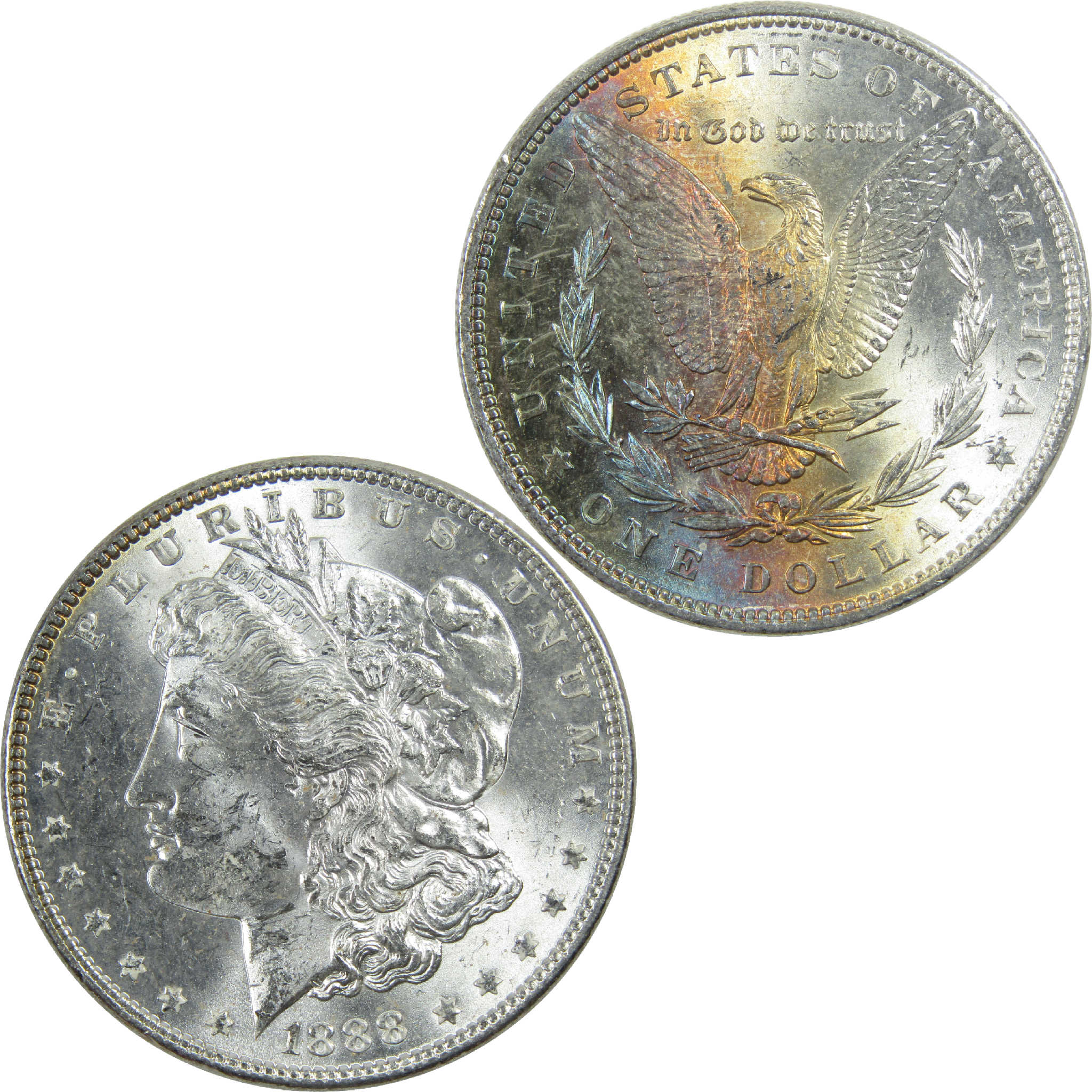 1888 Morgan Dollar Uncirculated Silver $1 Coin Toned SKU:I13204
