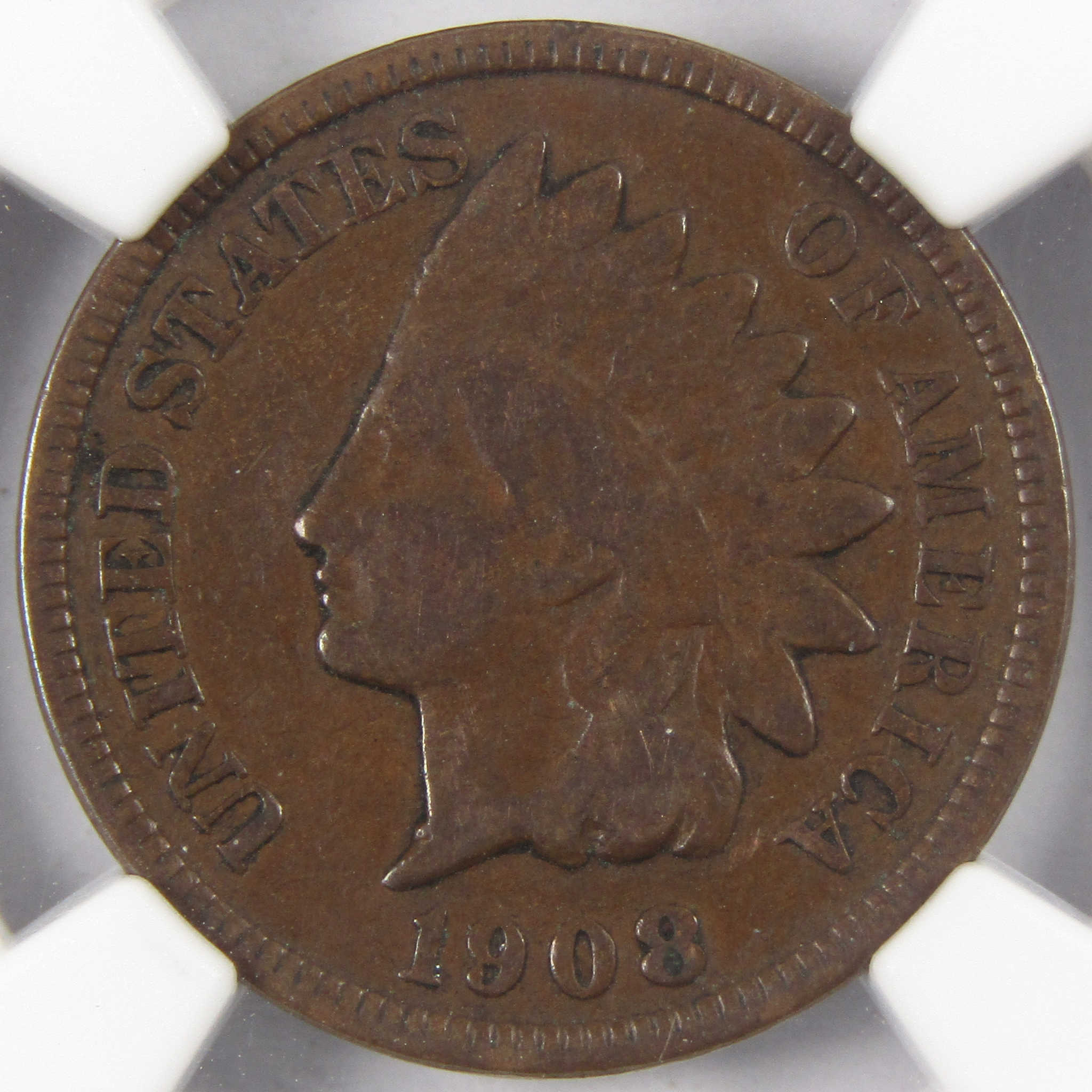 1908 S Indian Head Cent F 12 BN NGC Penny 1c Coin SKU:I9746