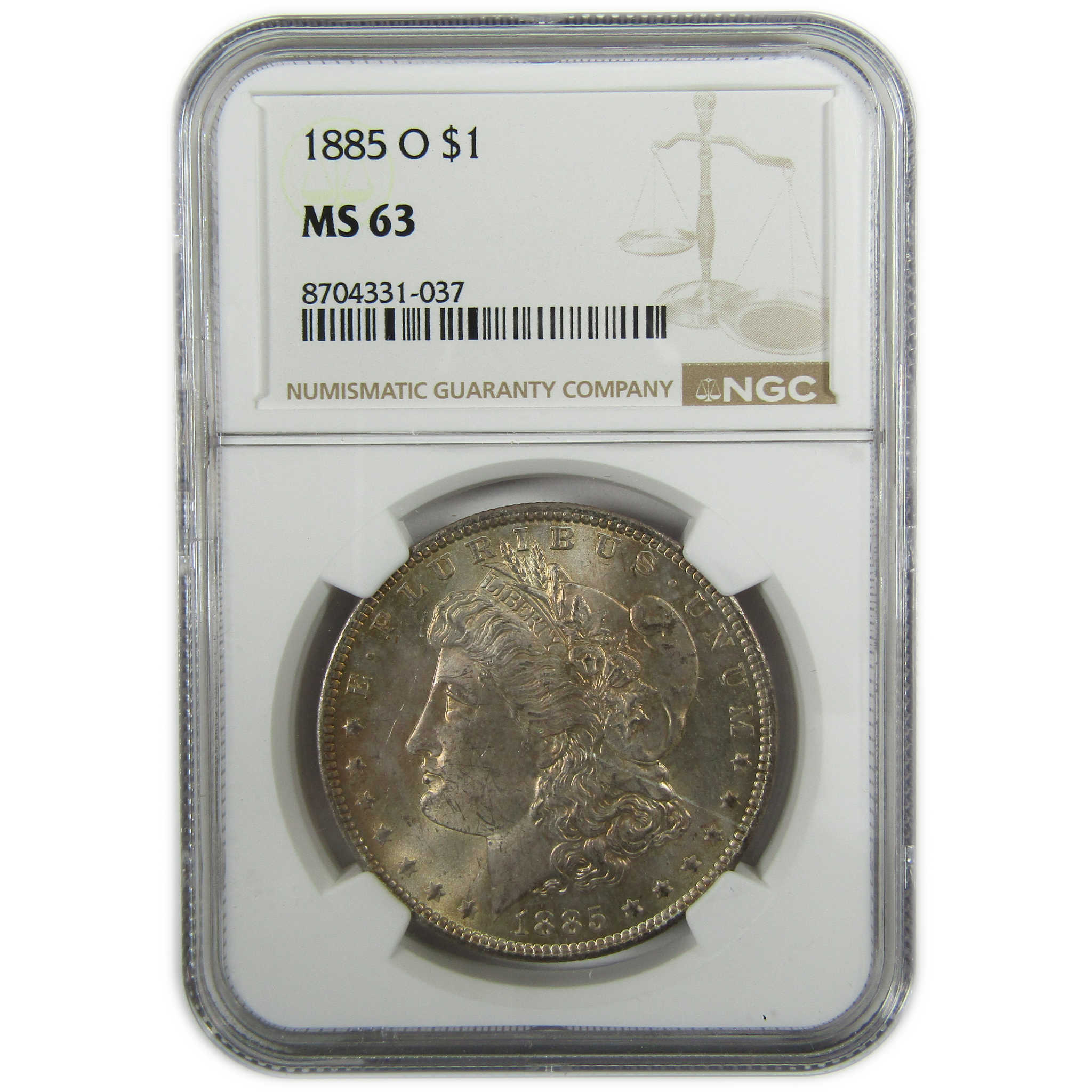 1885 O Morgan Silver Dollar MS 63 NGC Toned Obverse SKU:I27523