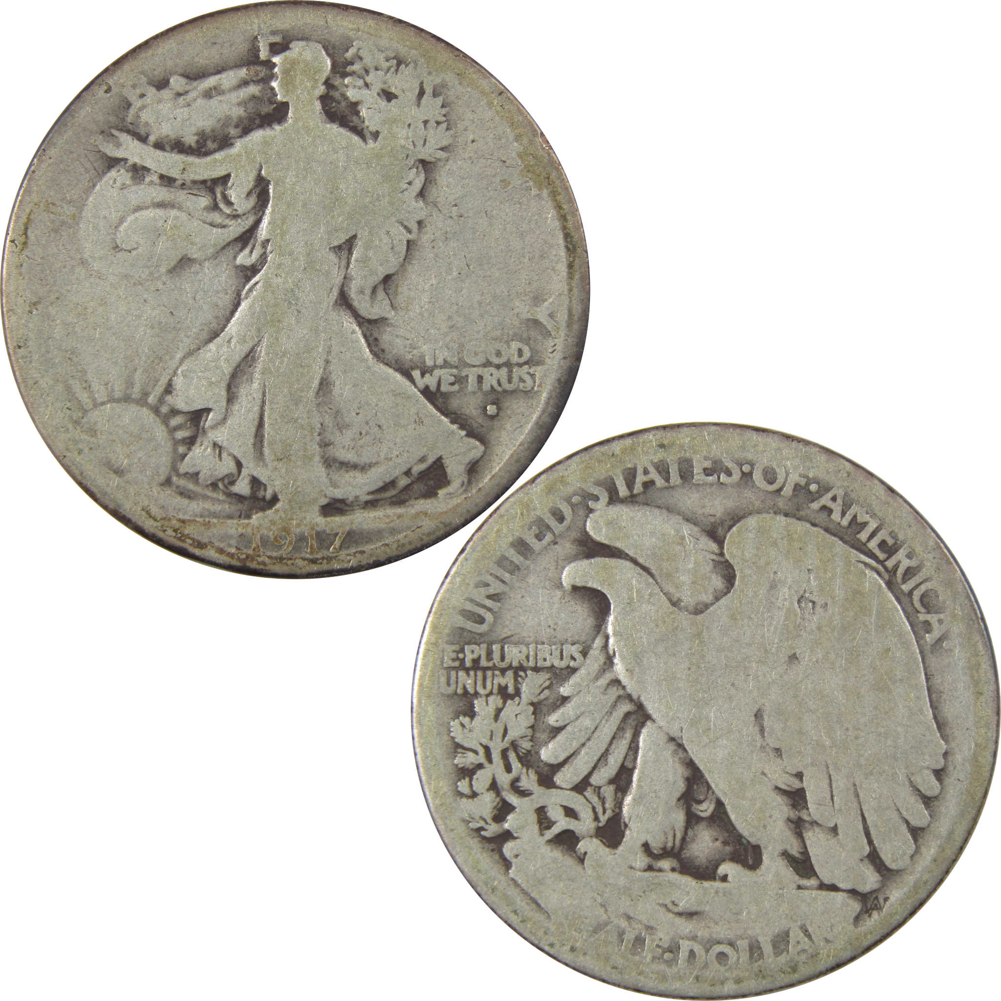 1917 S Obverse Liberty Walking Silver 50c AG About Good SKU:I24143