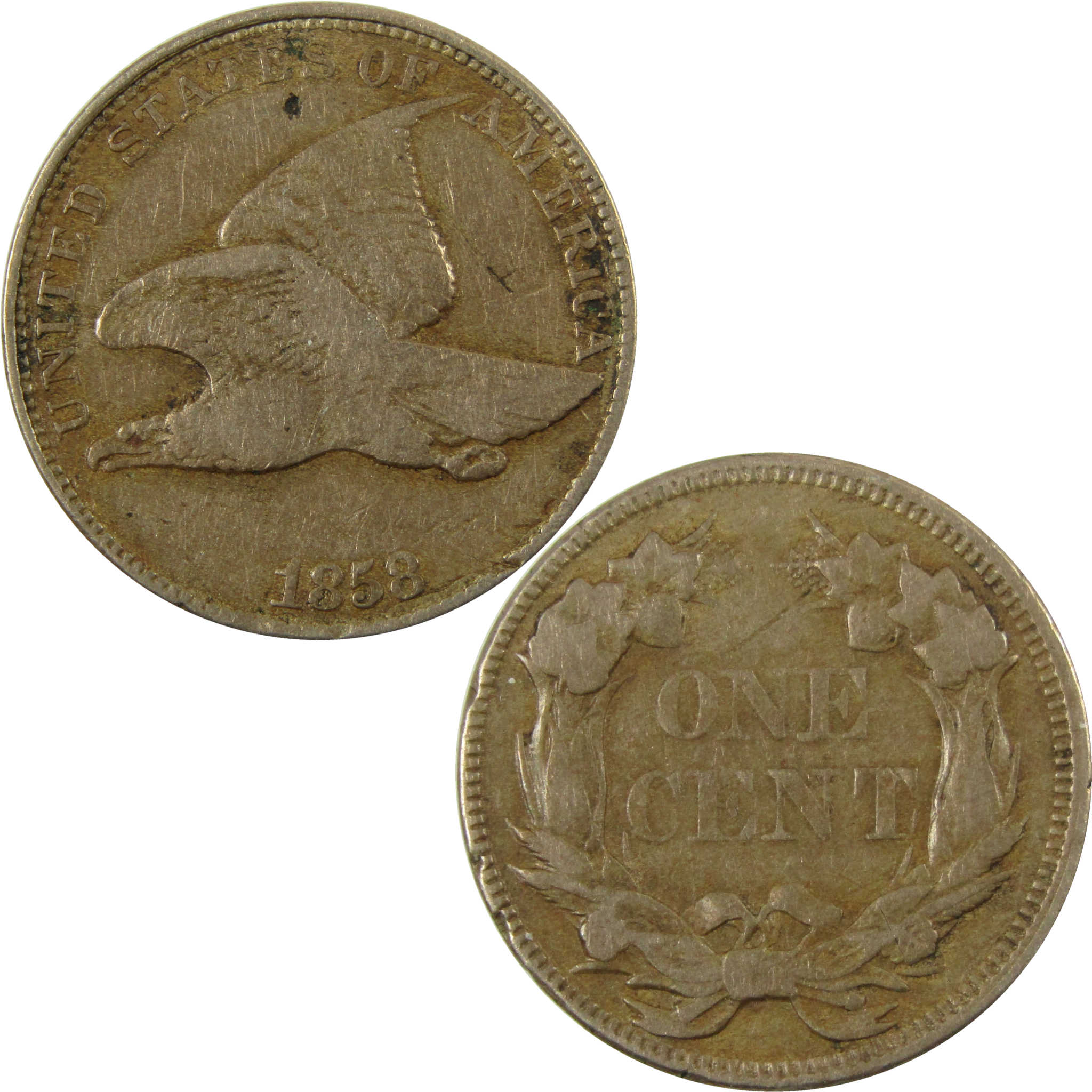 1858 Large Letters Flying Eagle Cent F Fine Penny 1c Coin SKU:I28336