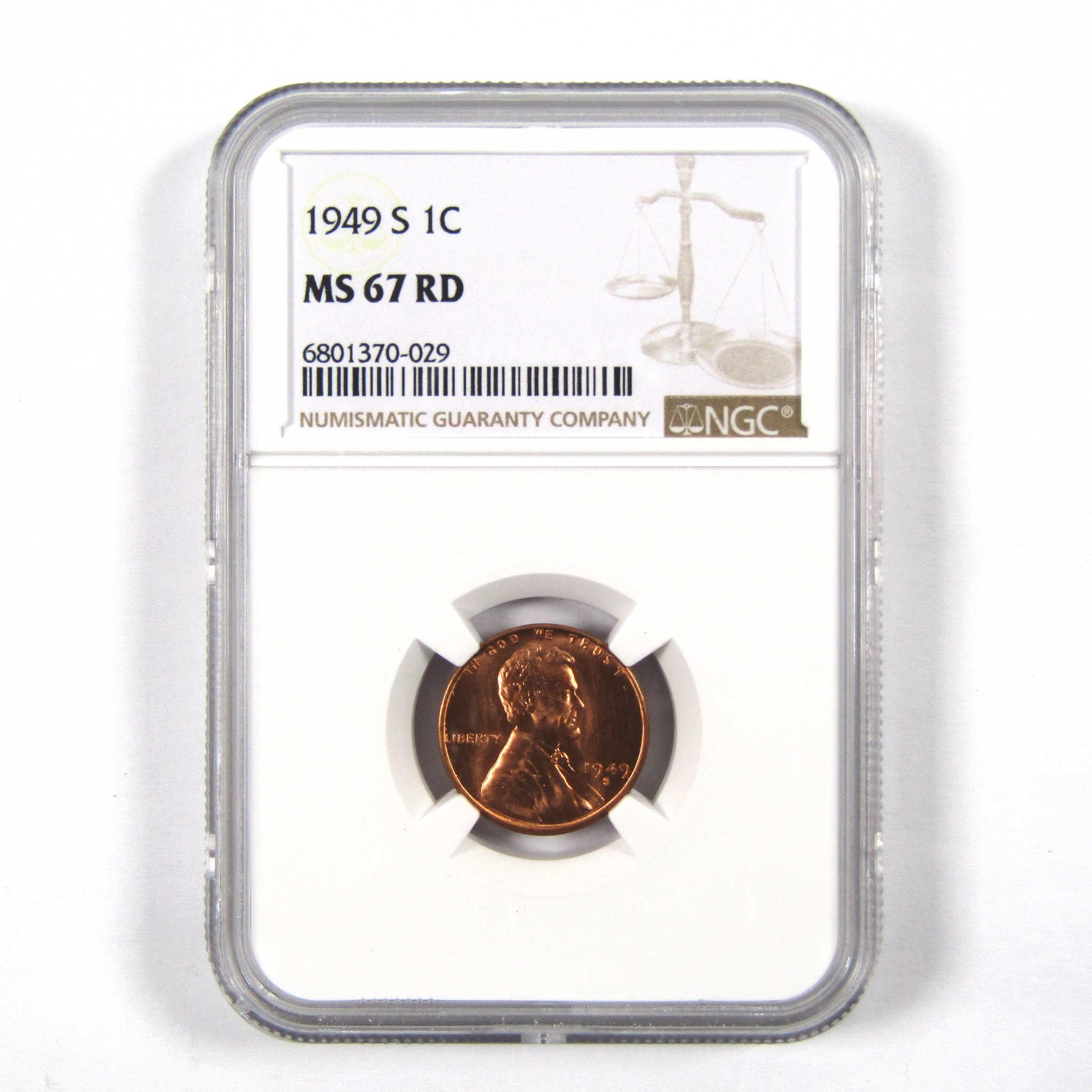 1949 S Lincoln Wheat Cent MS 67 RD NGC Penny 1c Uncirculated SKU:I9721