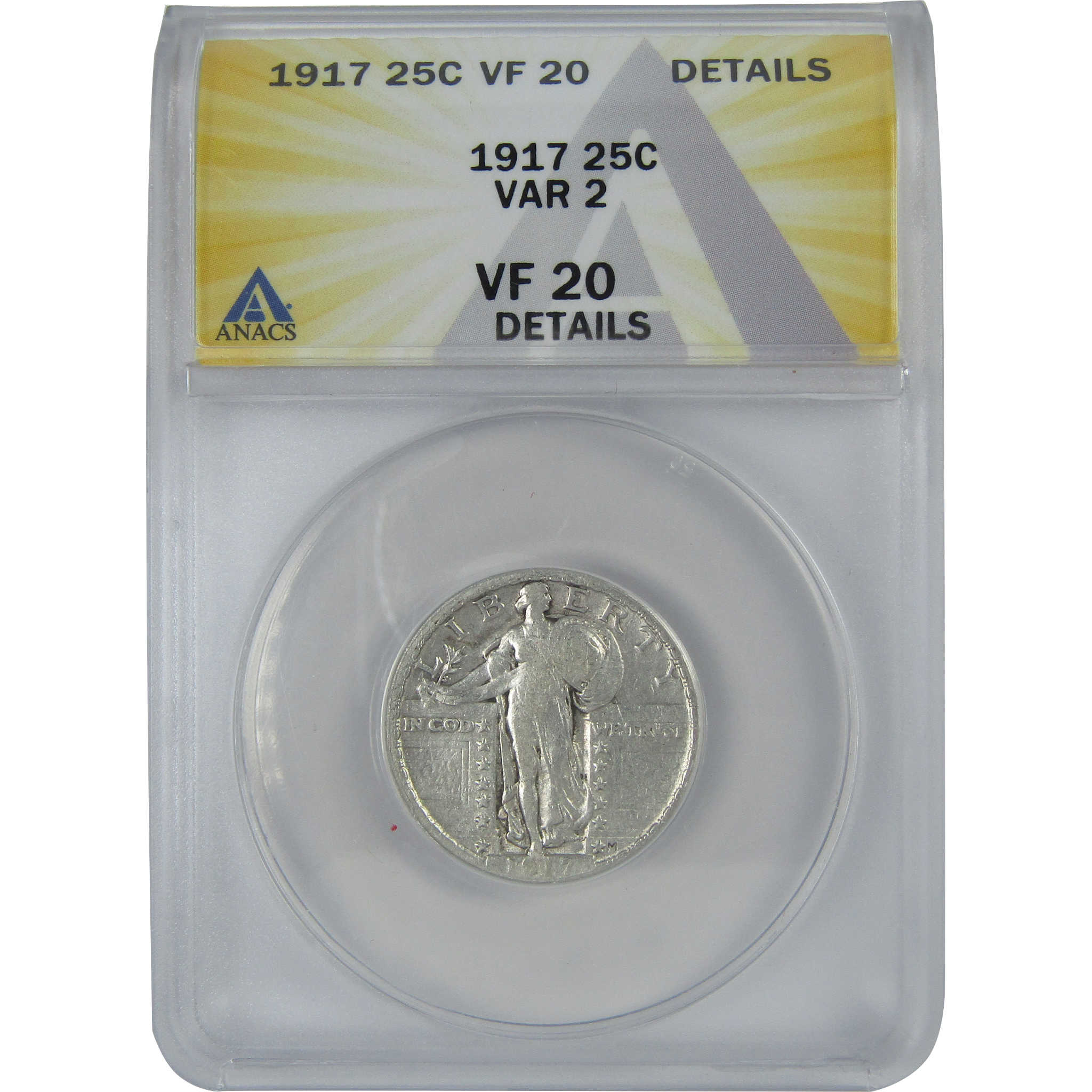 1917 Type 2 Standing Liberty Quarter VF 20 Details ANACS SKU:I16123