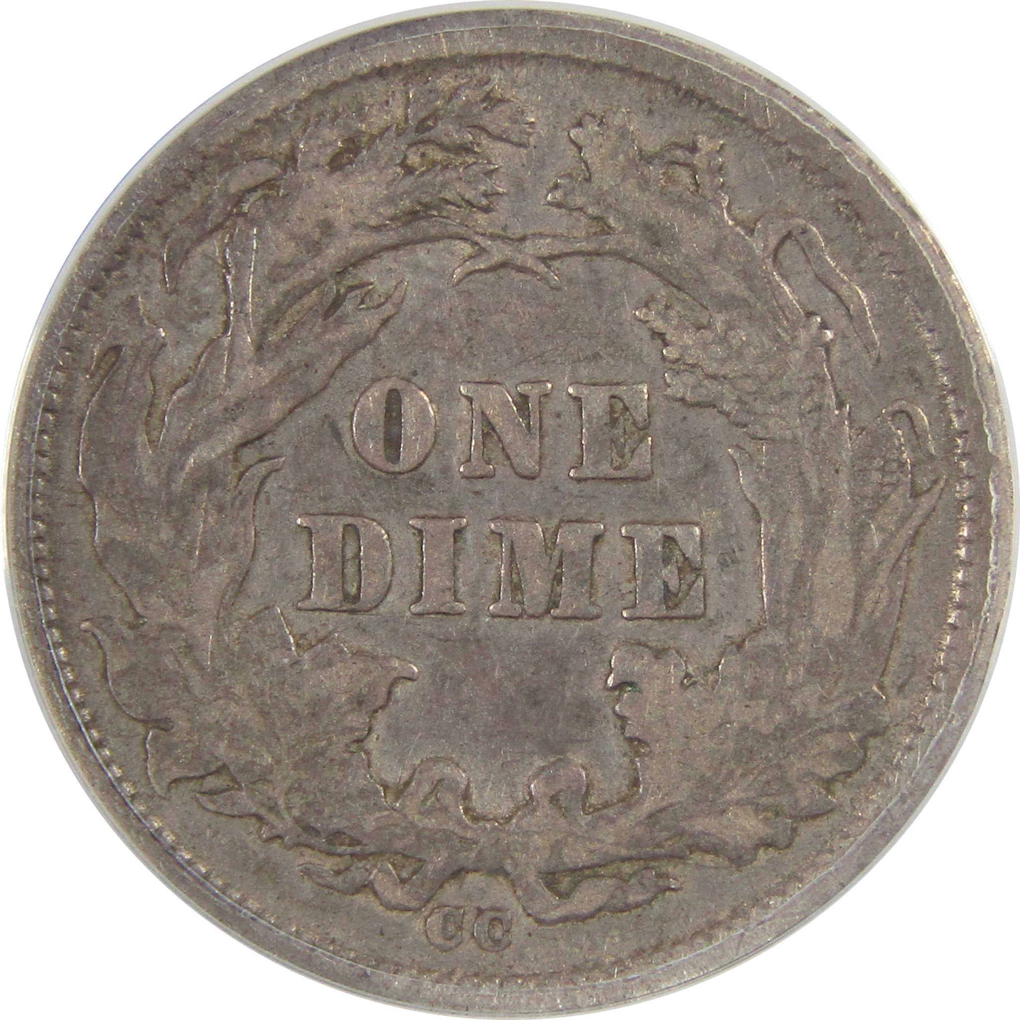 1877 CC Seated Liberty Silver Dime VF 30 Details ANACS SKU:I25492