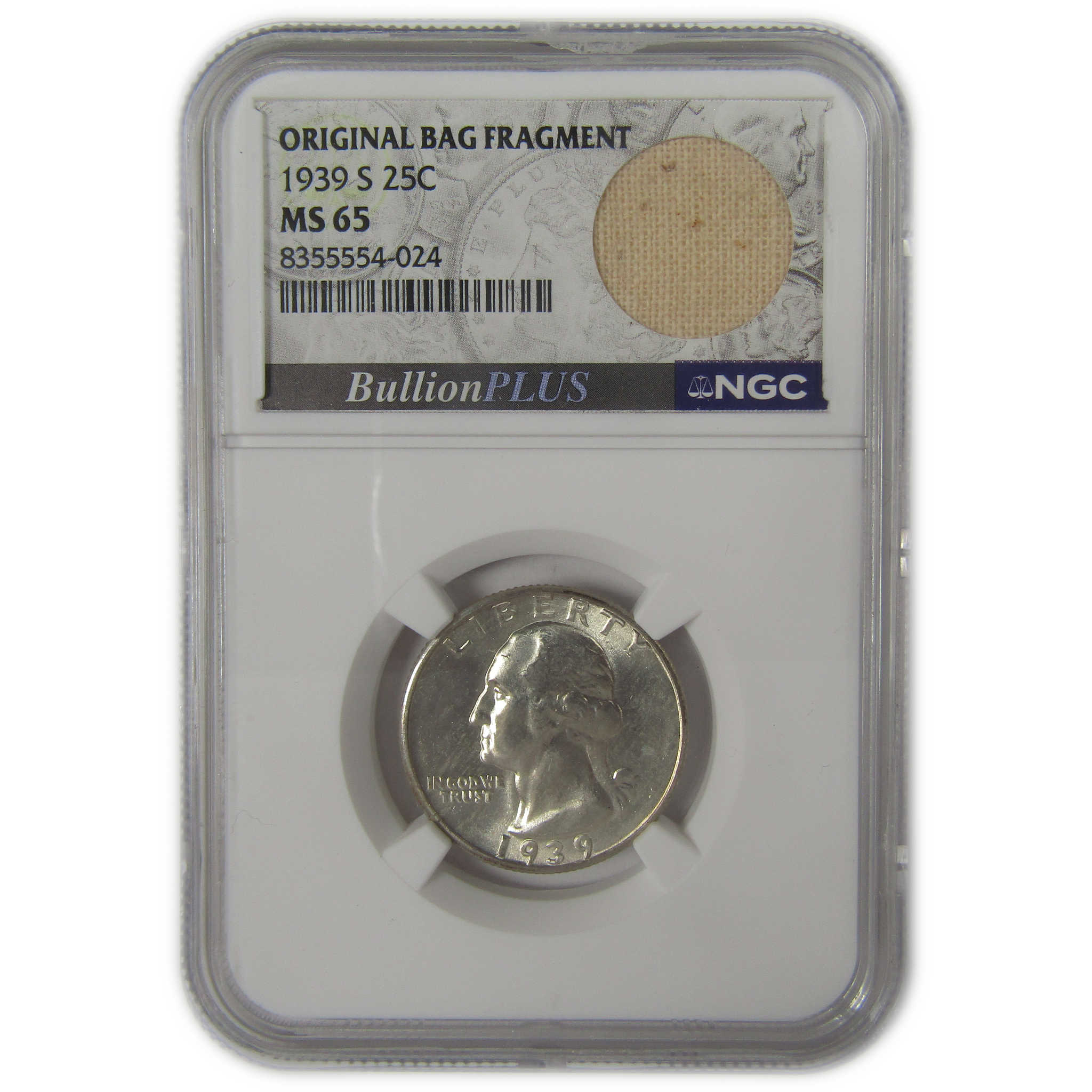 1939 S Washington Quarter MS 65 NGC Original Bag Fragment SKU:I22598