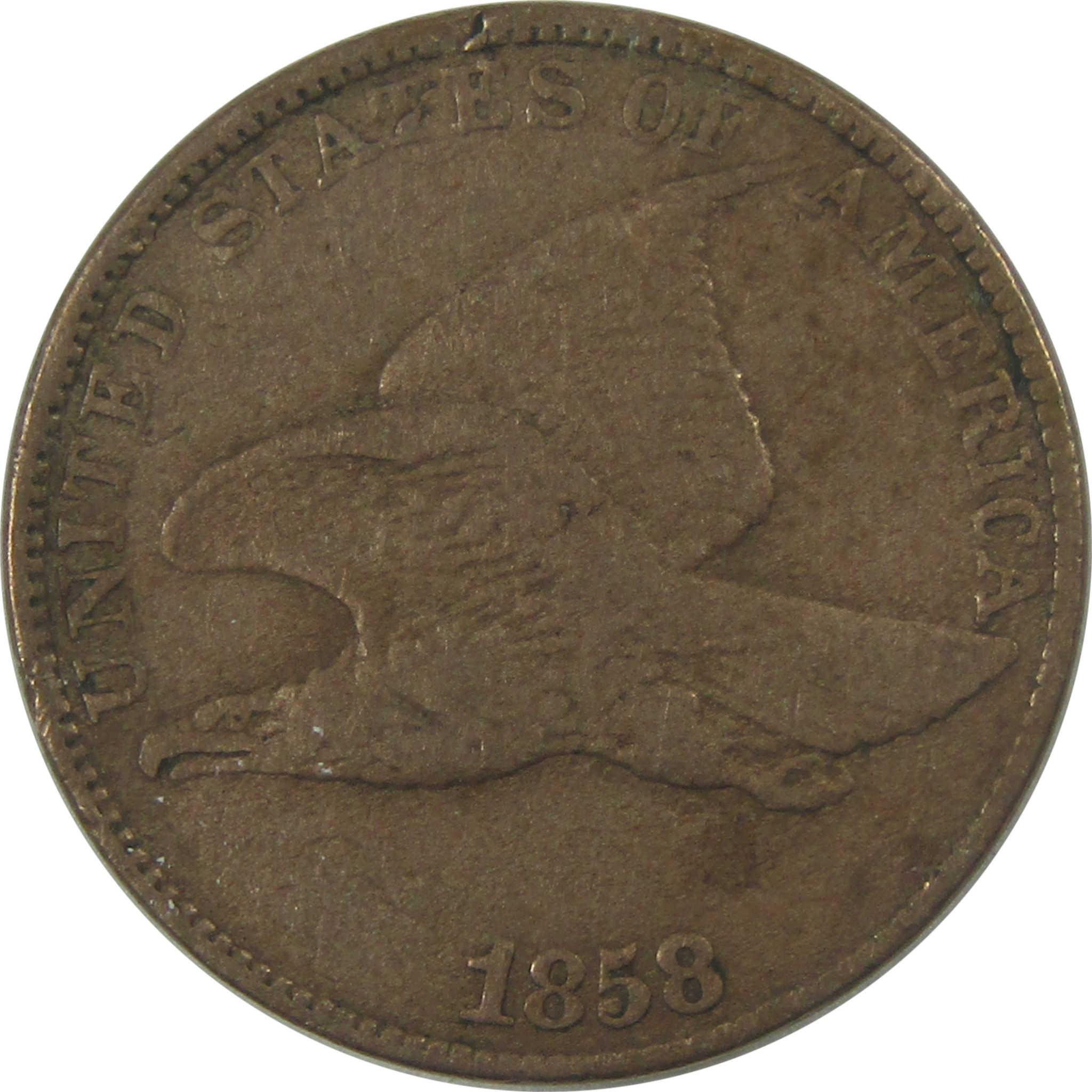 1858 Large Letters Flying Eagle Cent F Fine Penny 1c Coin SKU:I23950