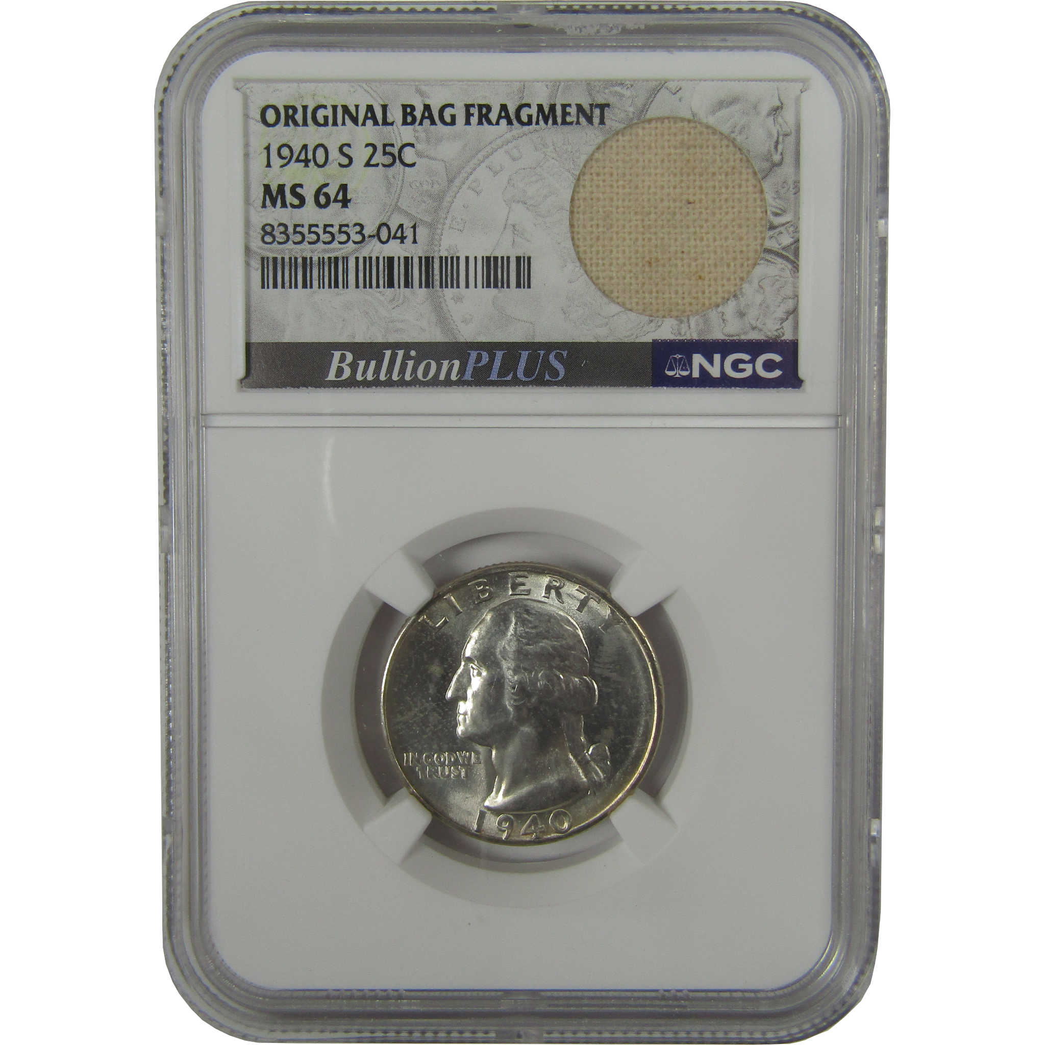 1940 S Washington Quarter MS 64 NGC Original Bag Fragment SKU:I22610