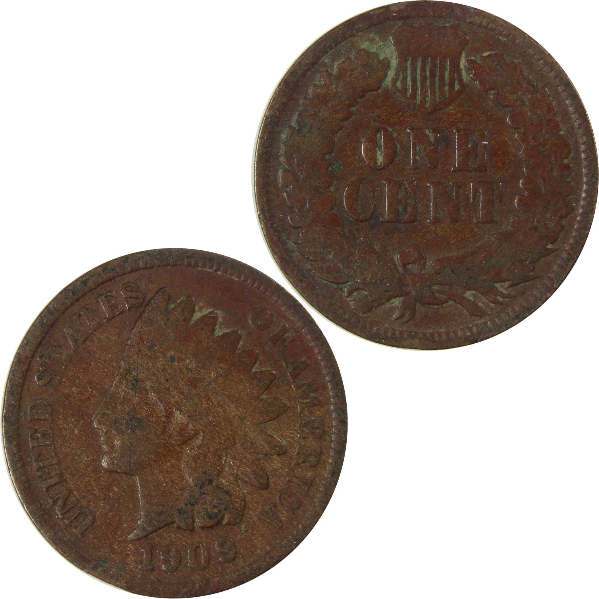 1909 Indian Head Cent G Good Details Penny 1c Coin SKU:I26998