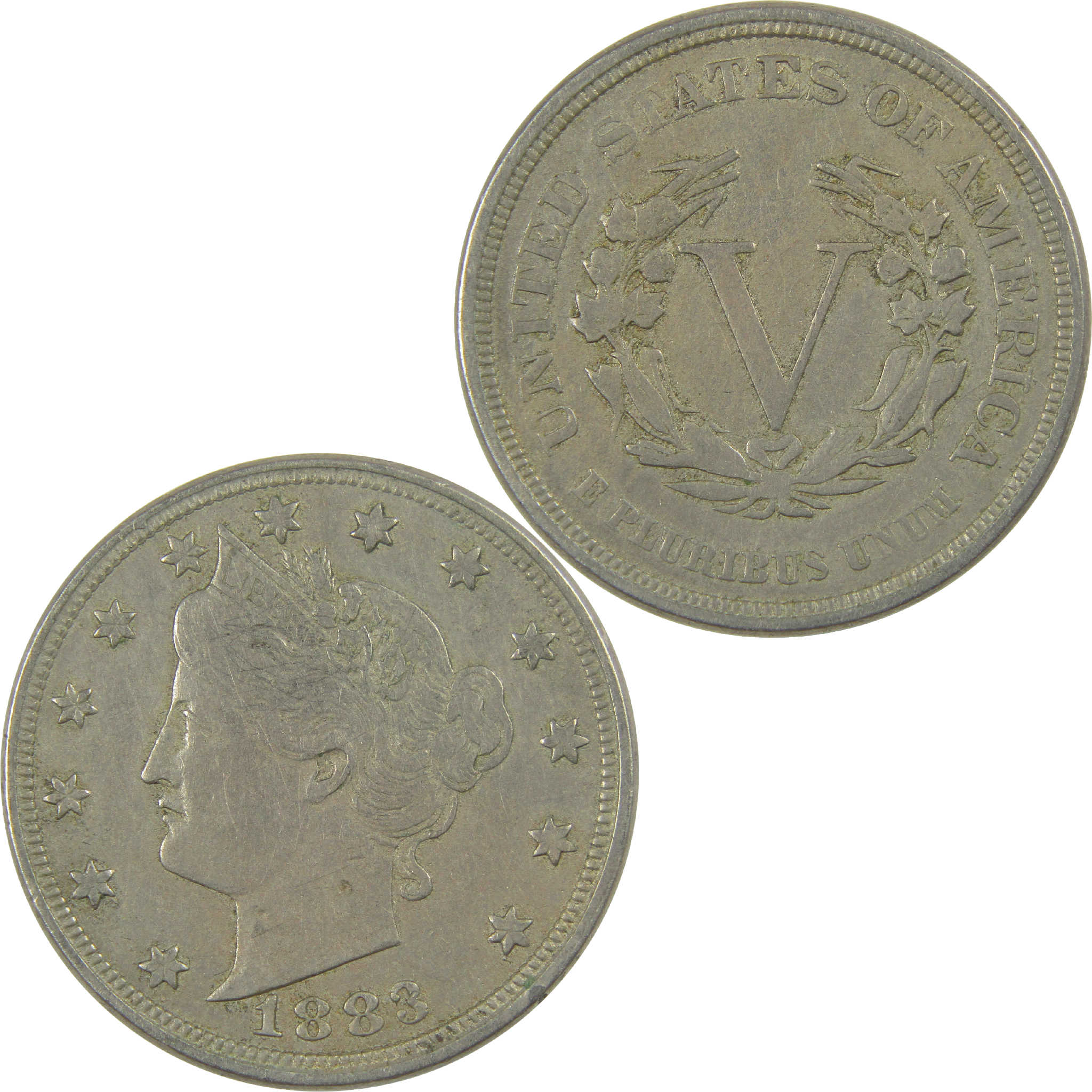 1883 No Cents Liberty Head V Nickel Circulated 5c Coin Collectible