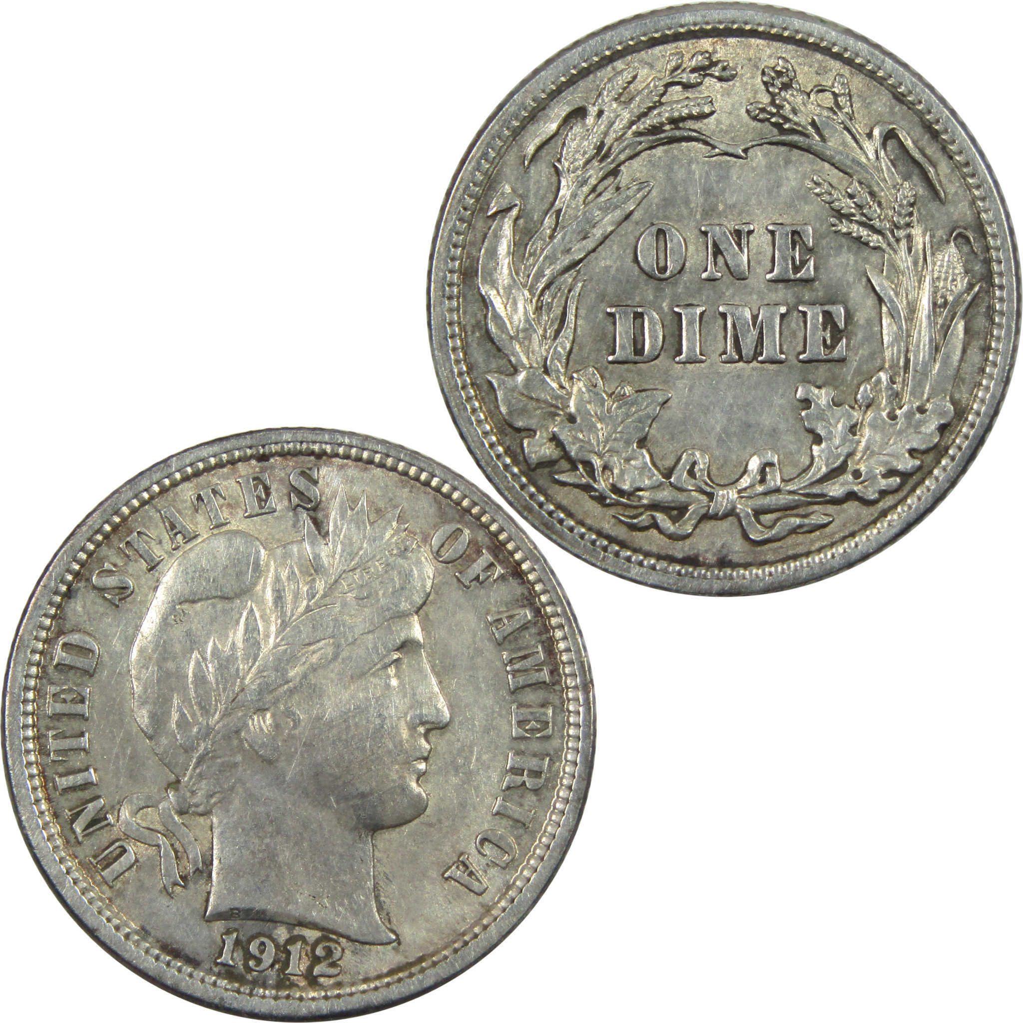 1912 Barber Dime AU About Uncirculated Silver 10c Coin SKU:I14062