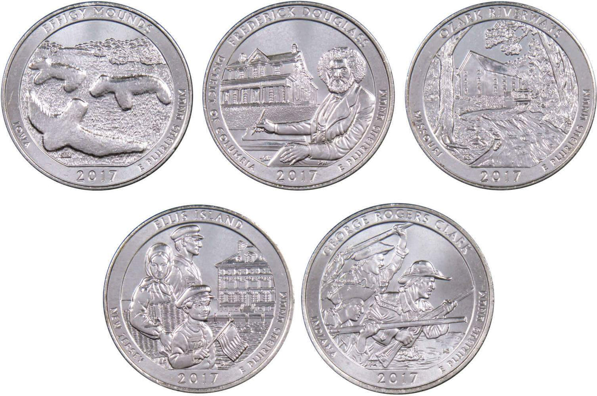 2017 D Quarter 5 Coin Set Clad Uncirculated Mint State 25c Collectible