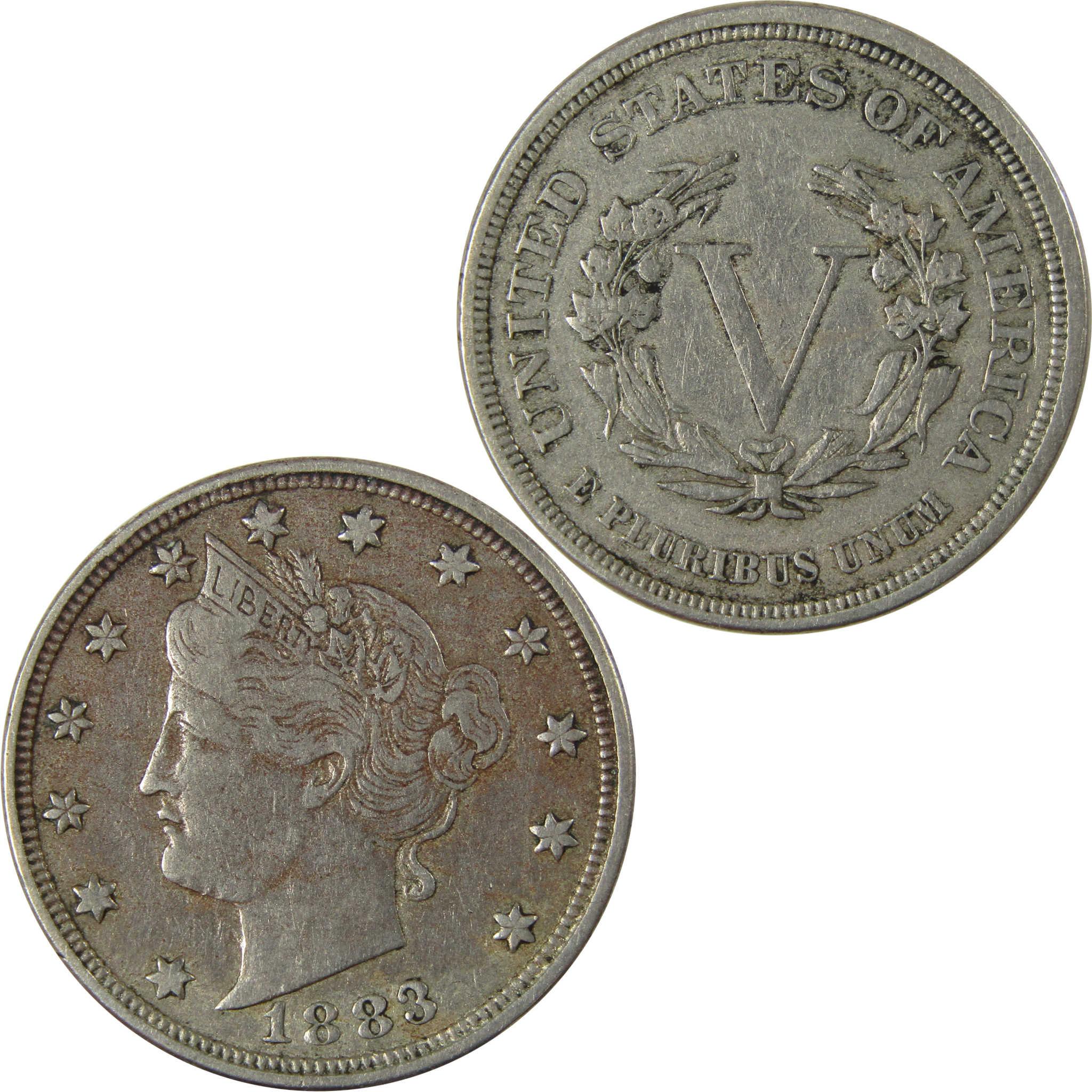 1883 No Cents Liberty Head V Nickel VF Very Fine 5c Coin SKU:I26528