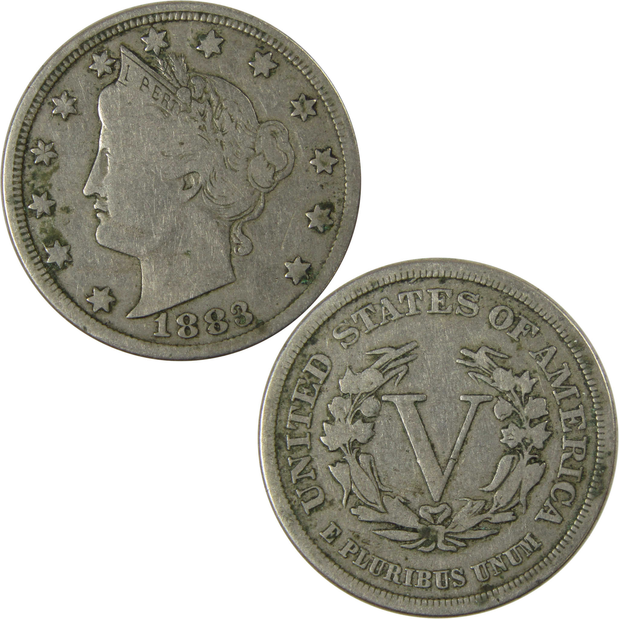 1883 No Cents Liberty Head V Nickel F Fine 5c Coin SKU:I26517