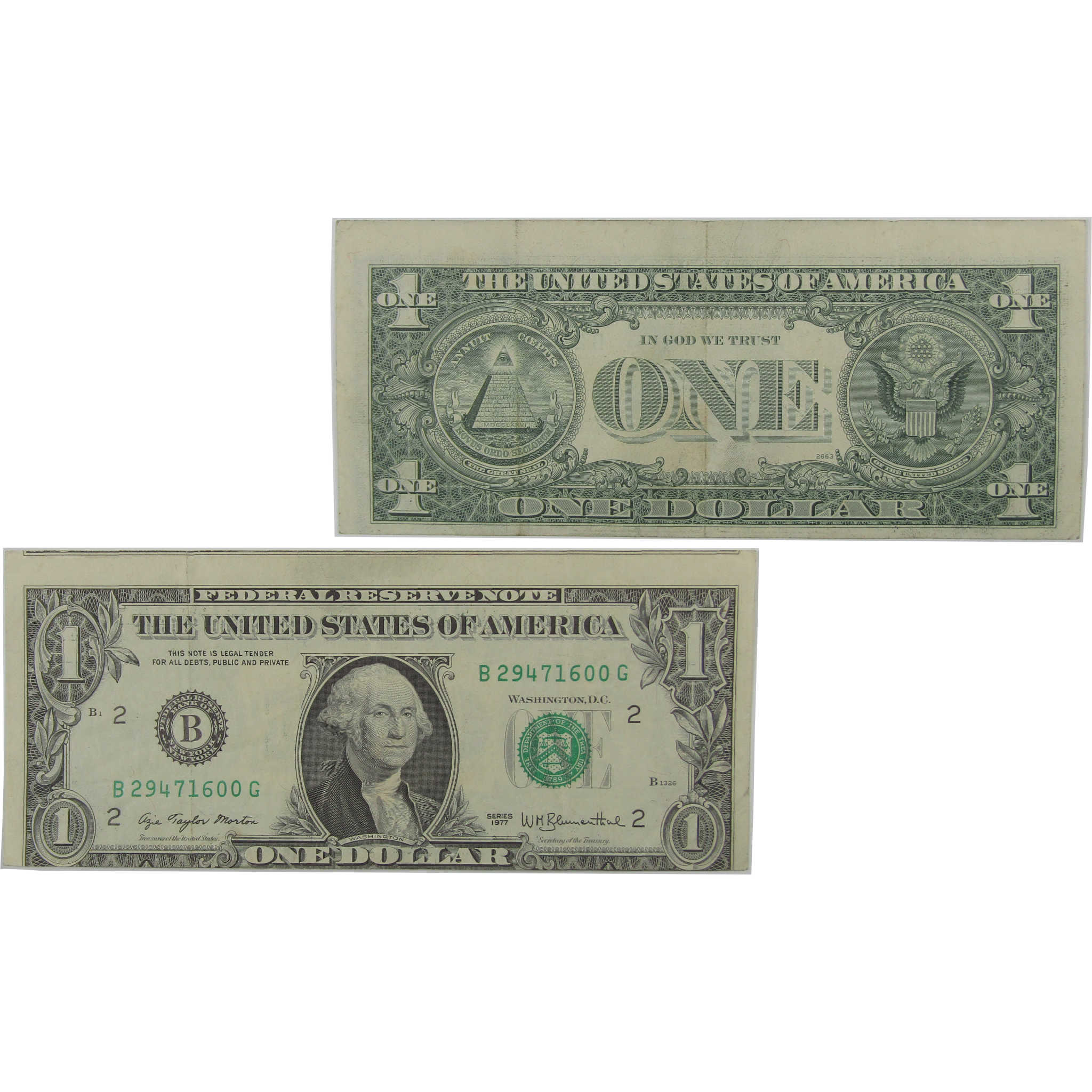 1977 $1 Small Size Federal Reserve Note VF Very Fine Faulty Alignment