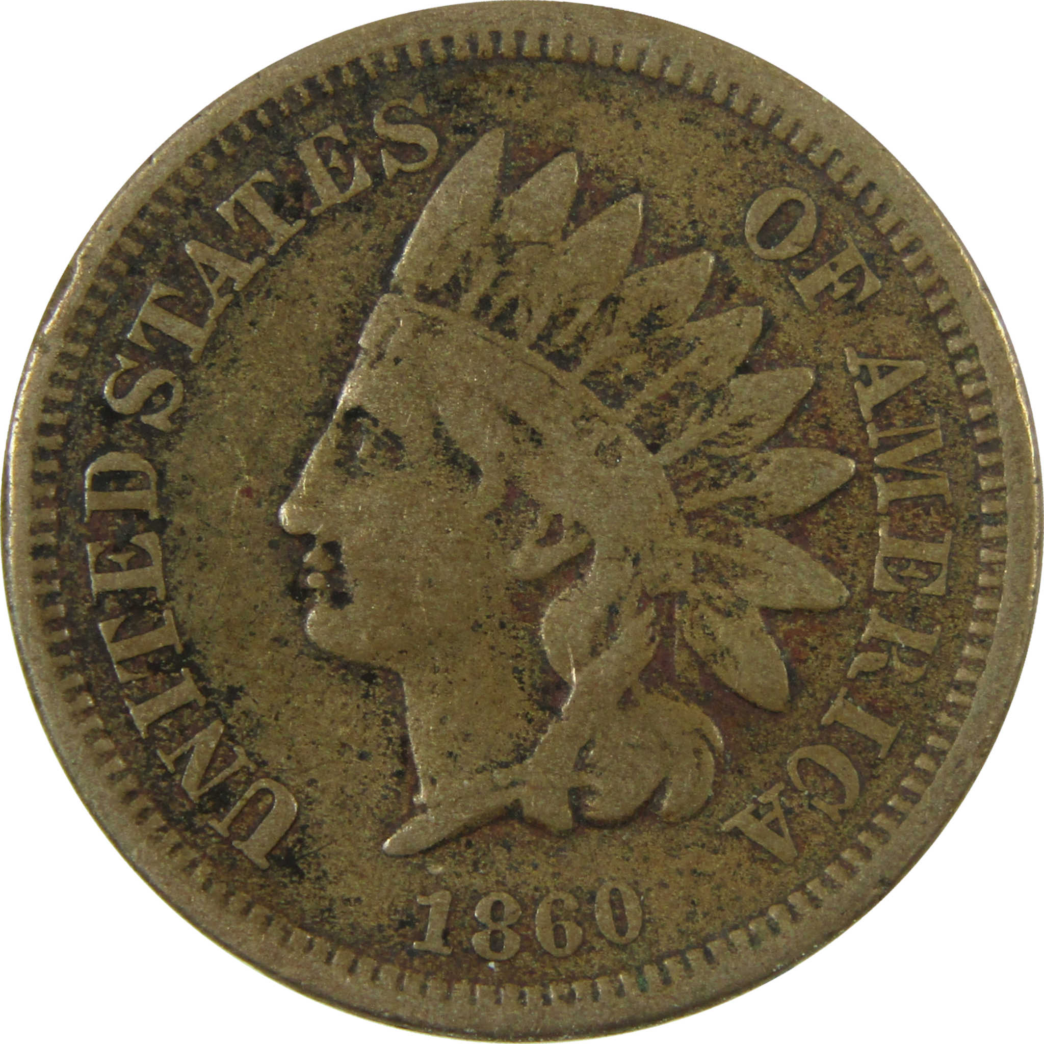 1860 Pointed Bust Indian Head Cent VG Very Good Penny SKU:I28340
