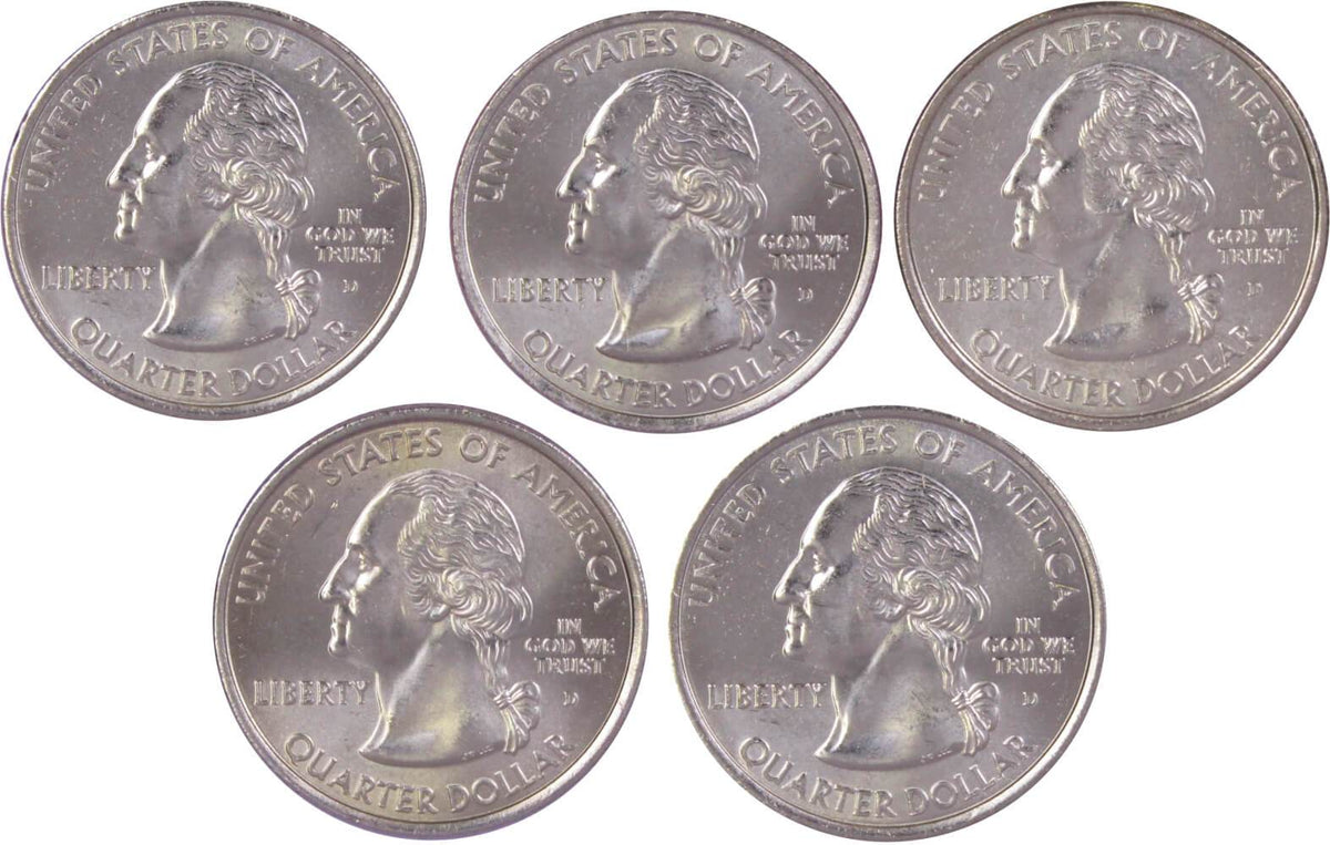 2001 D State Quarter 5 Coin Set Clad Uncirculated Mint State